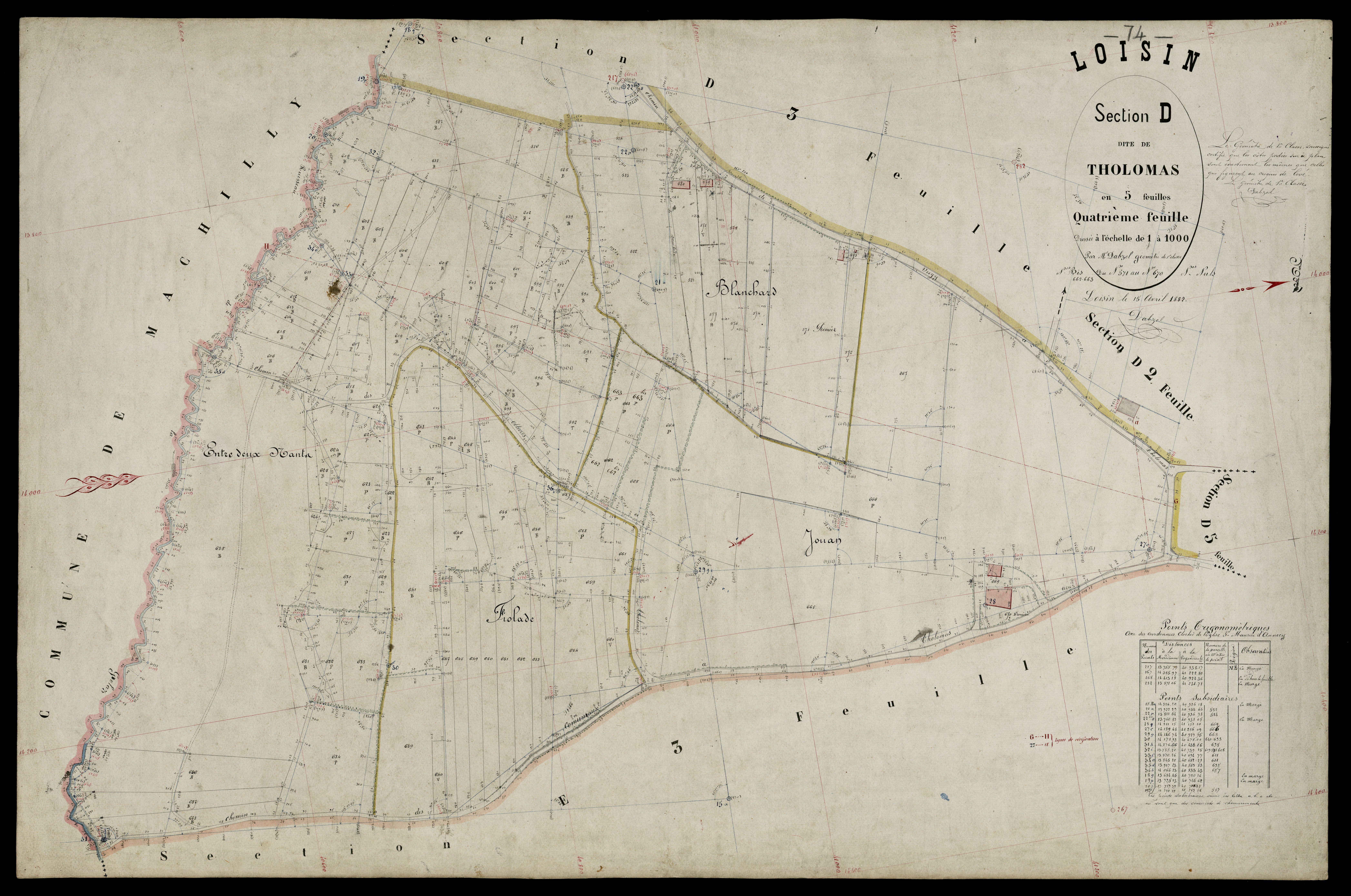 3 P 3 5363 - Feuille n° , parcelles n° 671 à 737 - 15 avril 1882