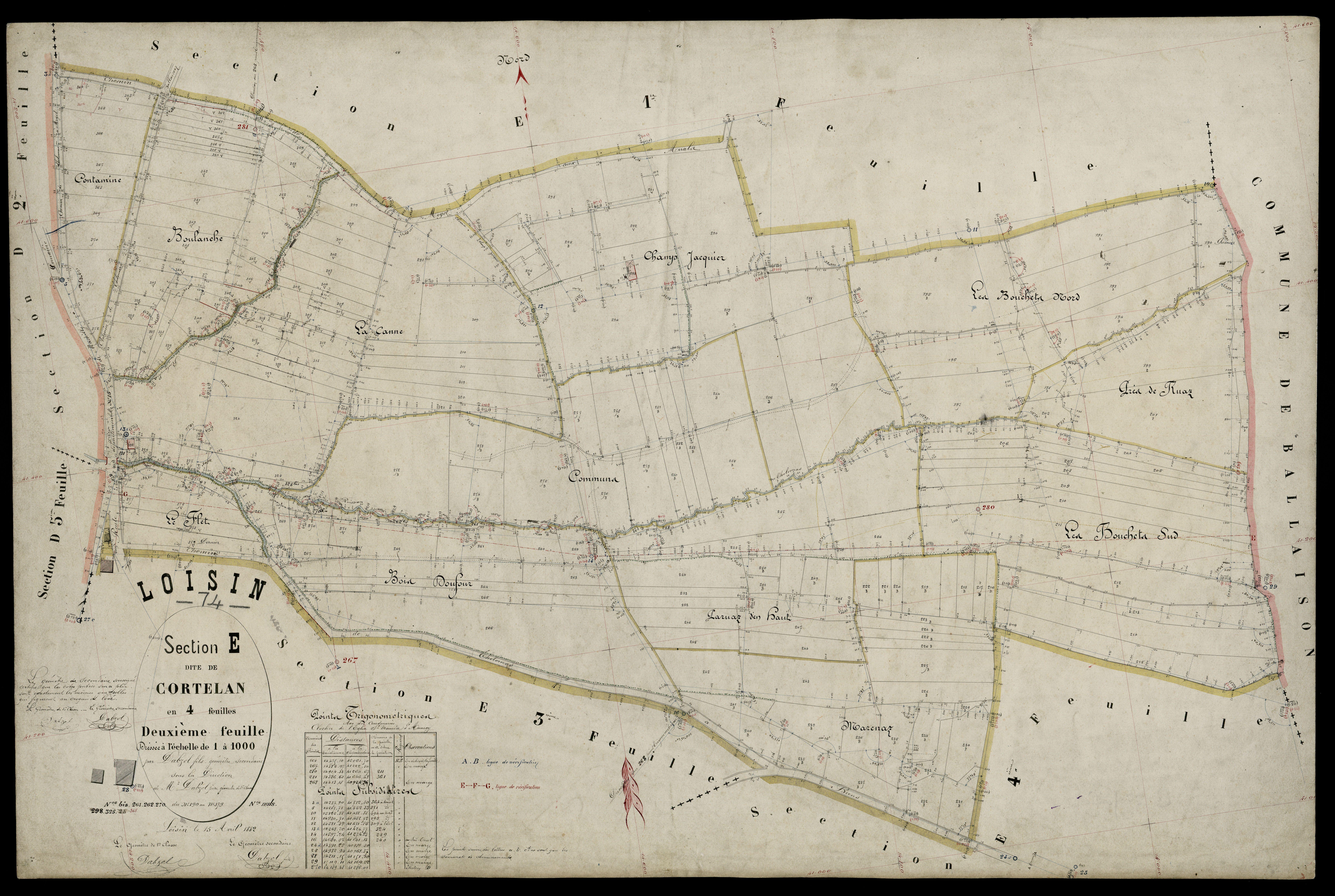 3 P 3 5366 - Feuille n° 3, parcelles n° 380 à 437 - 15 avril 1882