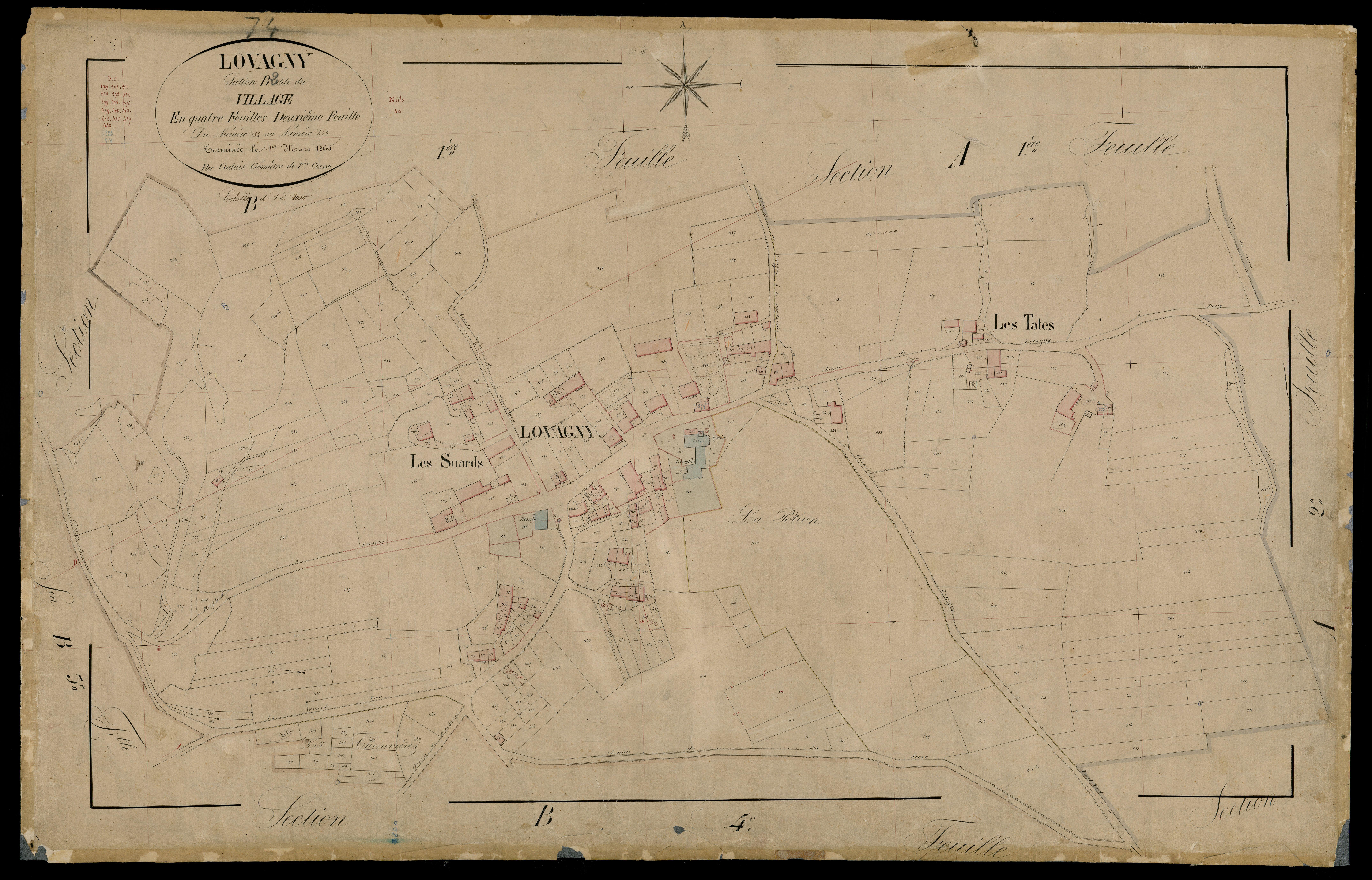 3 P 3 5391 - Feuille n° 3, parcelles n° 47 à 832 - 28 juillet 1865