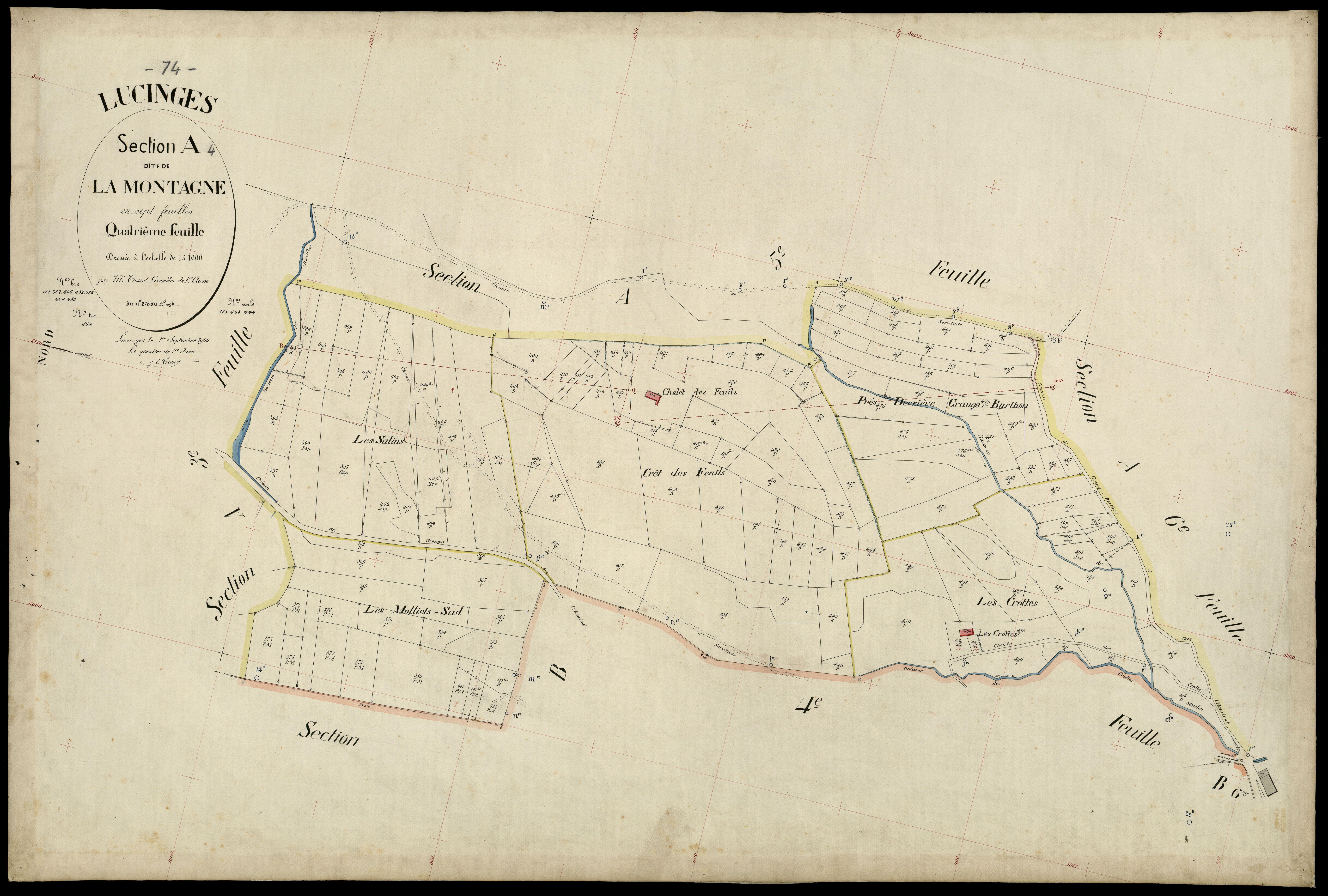 3 P 3 5399 - Feuille n° , parcelles n° 499 à 7 - 1er septembre 1900