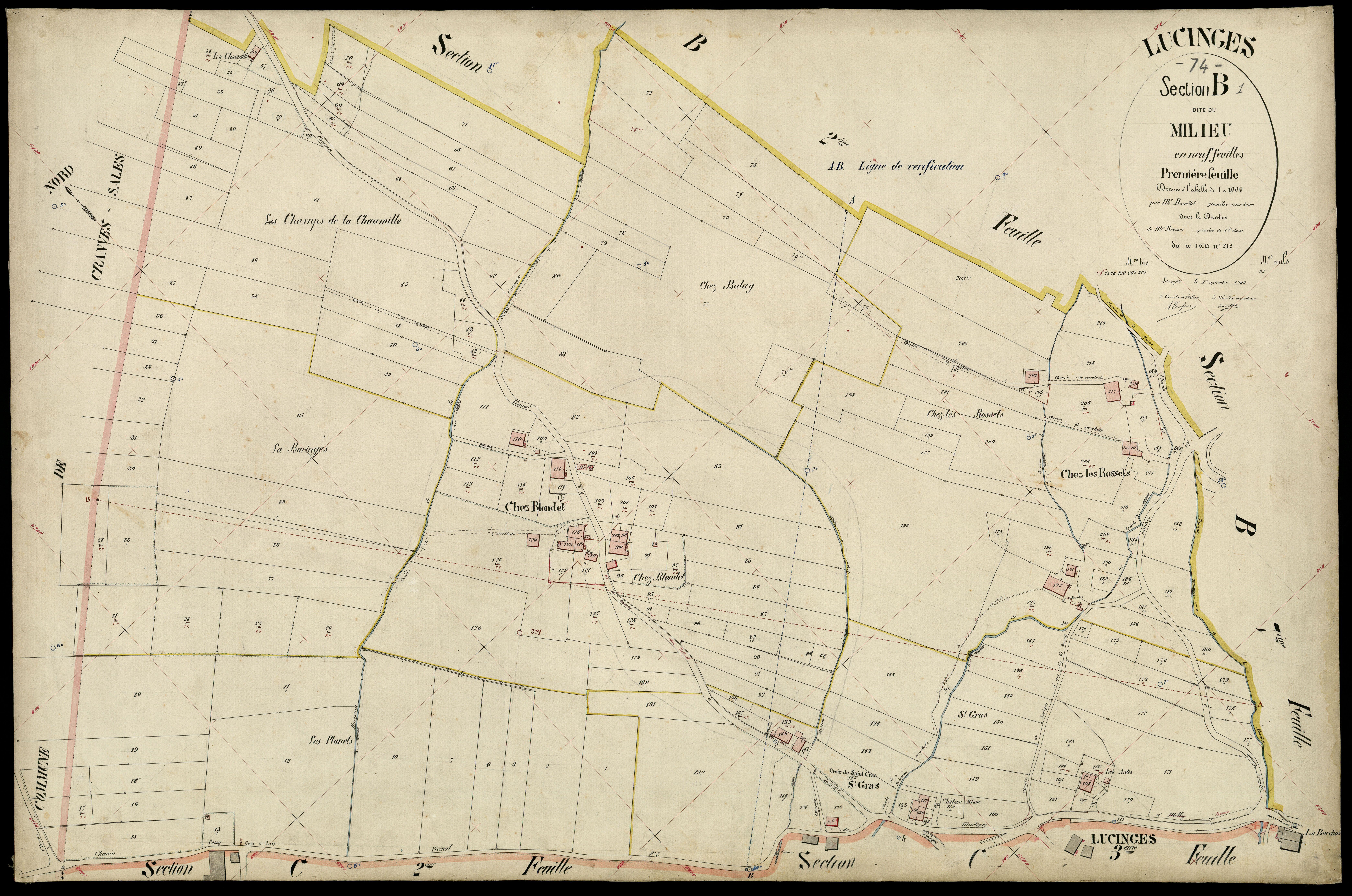 3 P 3 5403 - Feuille n° 2, parcelles n° 220 à 14 - 1er septembre 1900