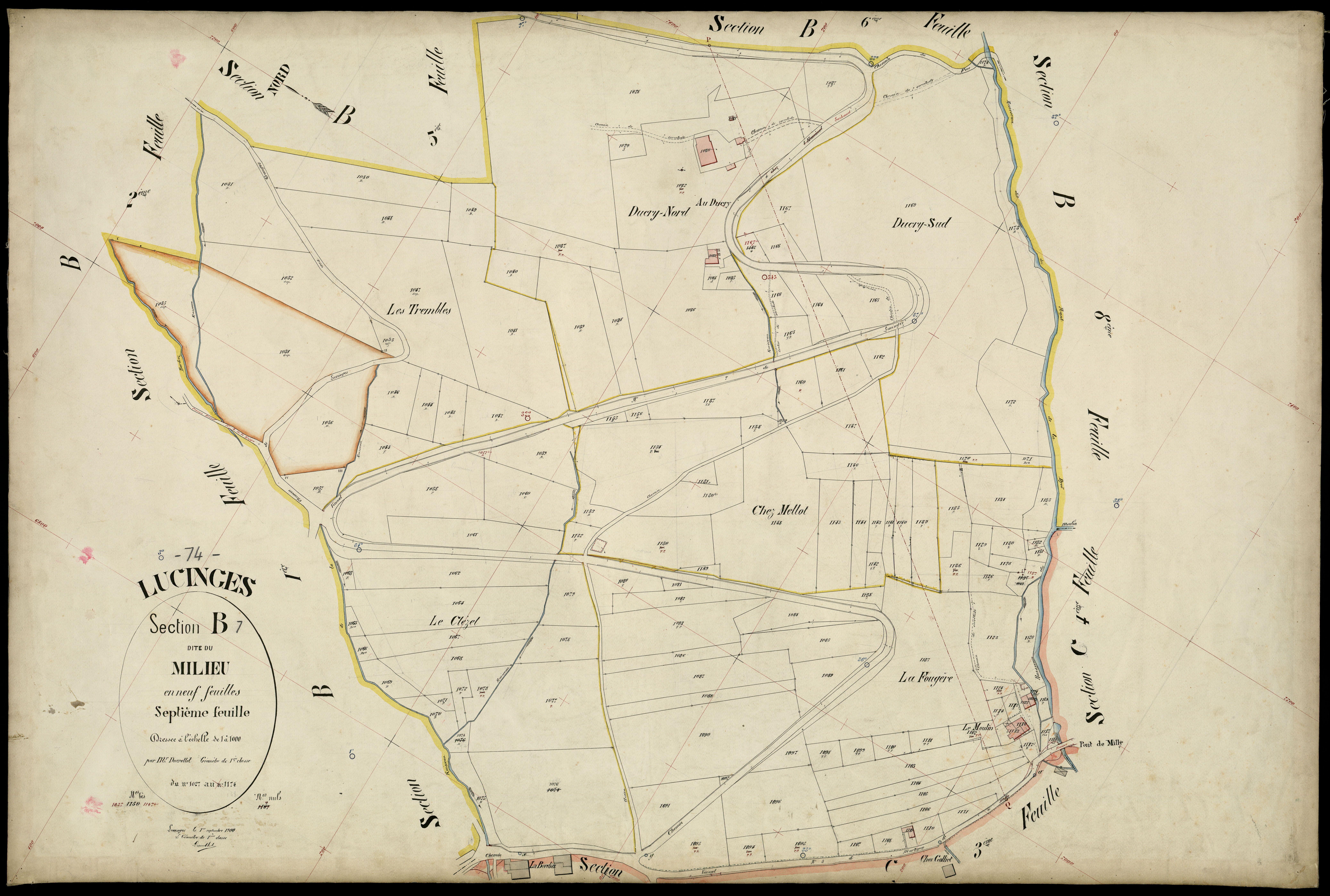 3 P 3 5409 - Feuille n° 8, parcelles n° 117 à 1369 - 1er septembre 1900