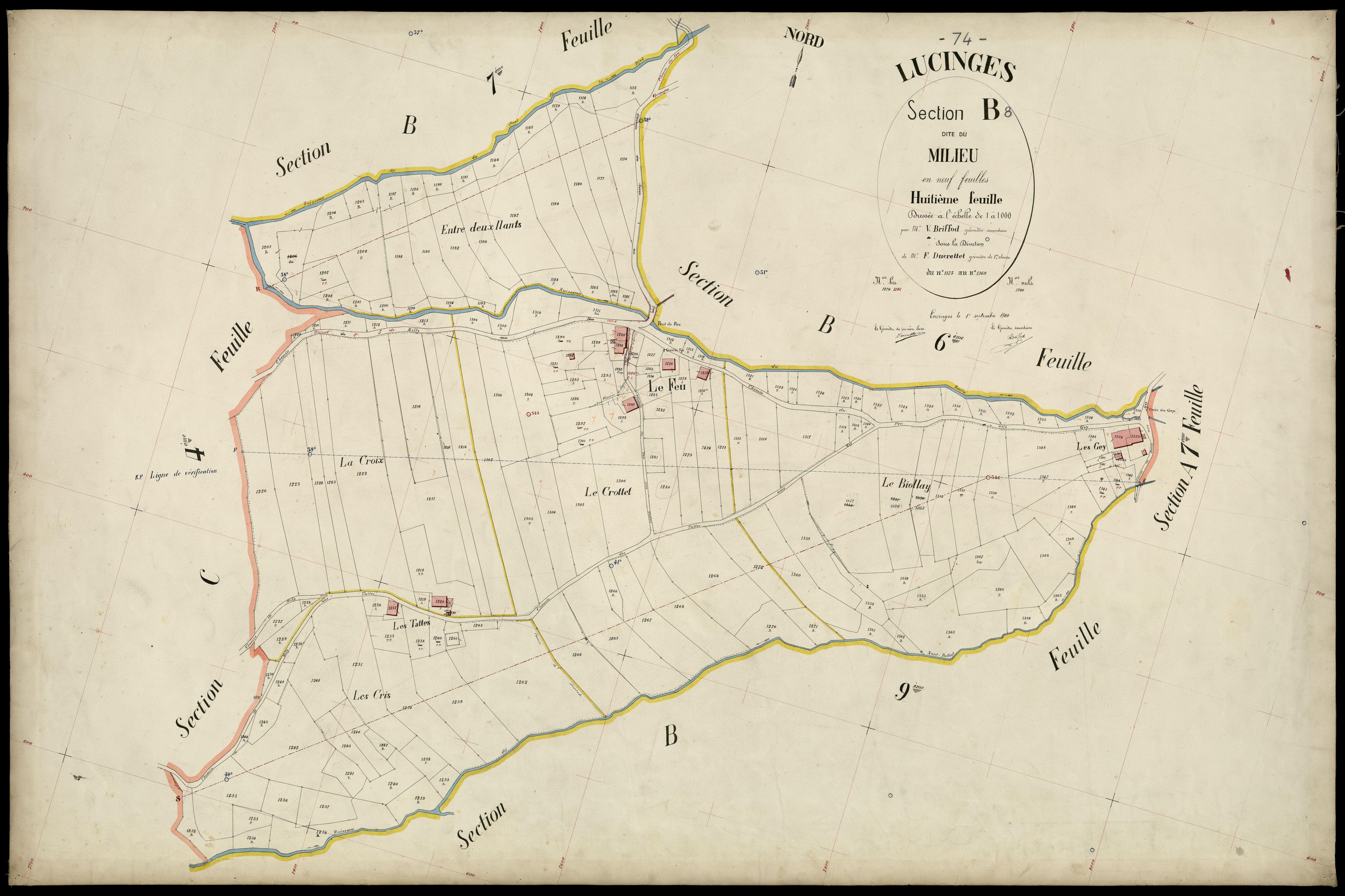 3 P 3 5410 - Feuille n° 9, parcelles n° 1370 à 108 - 1er septembre 1900