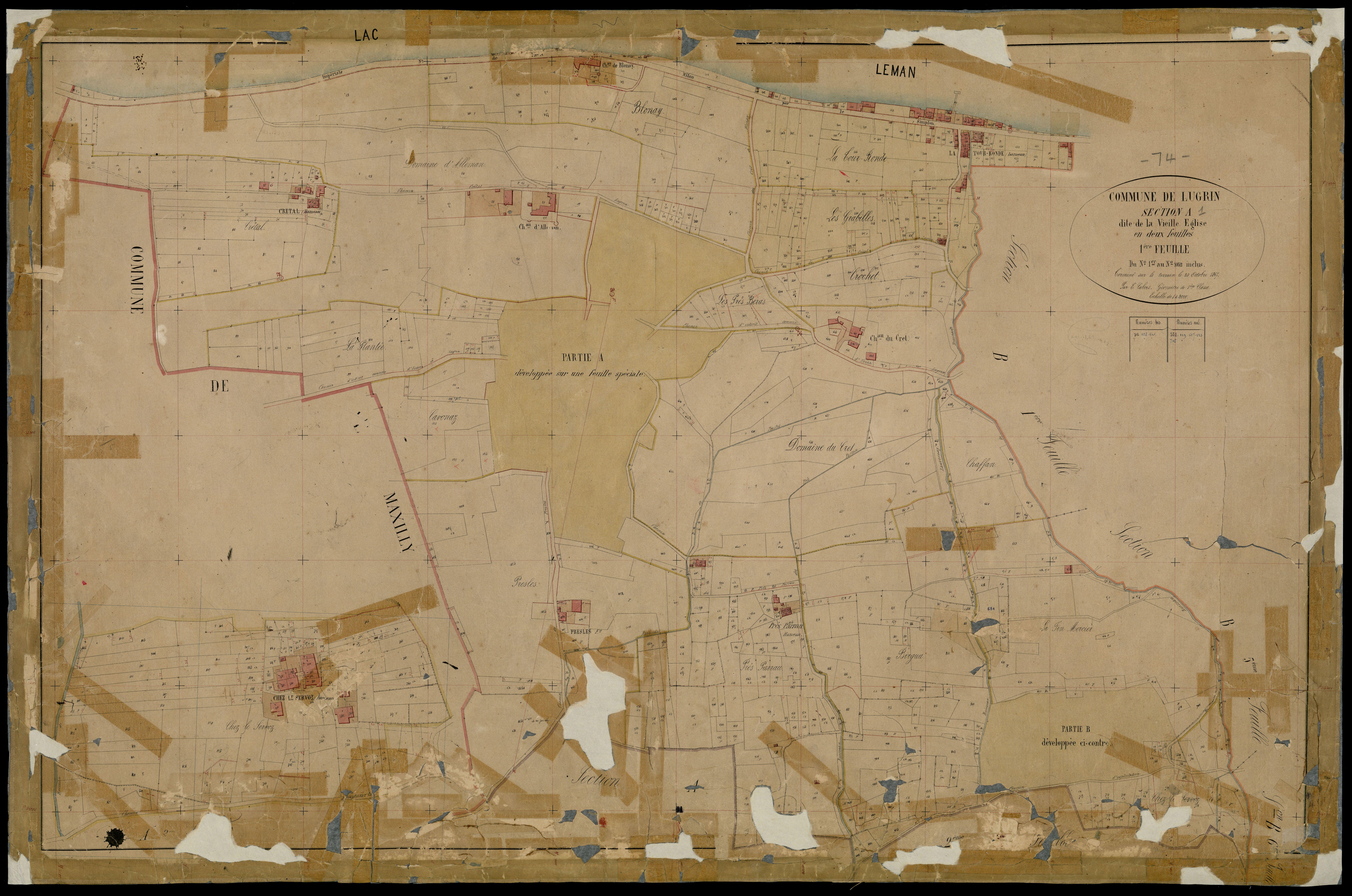 3 P 3 5419 - Feuille n° 1 bis, parcelles n° 124 à 34 -