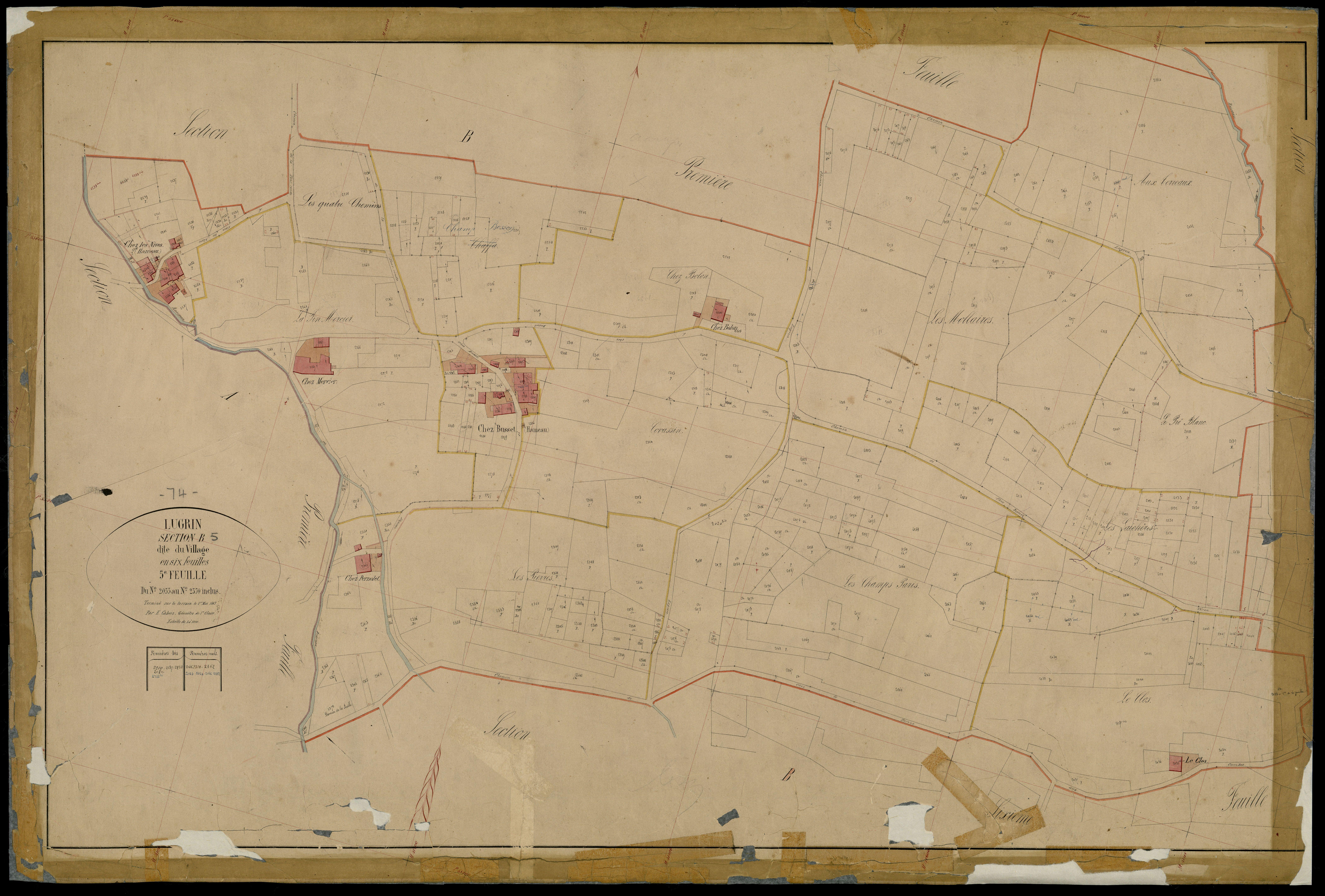 3 P 3 5428 - Feuille n° 6, parcelles n° 2371 à 3044 - 1er avril 1868