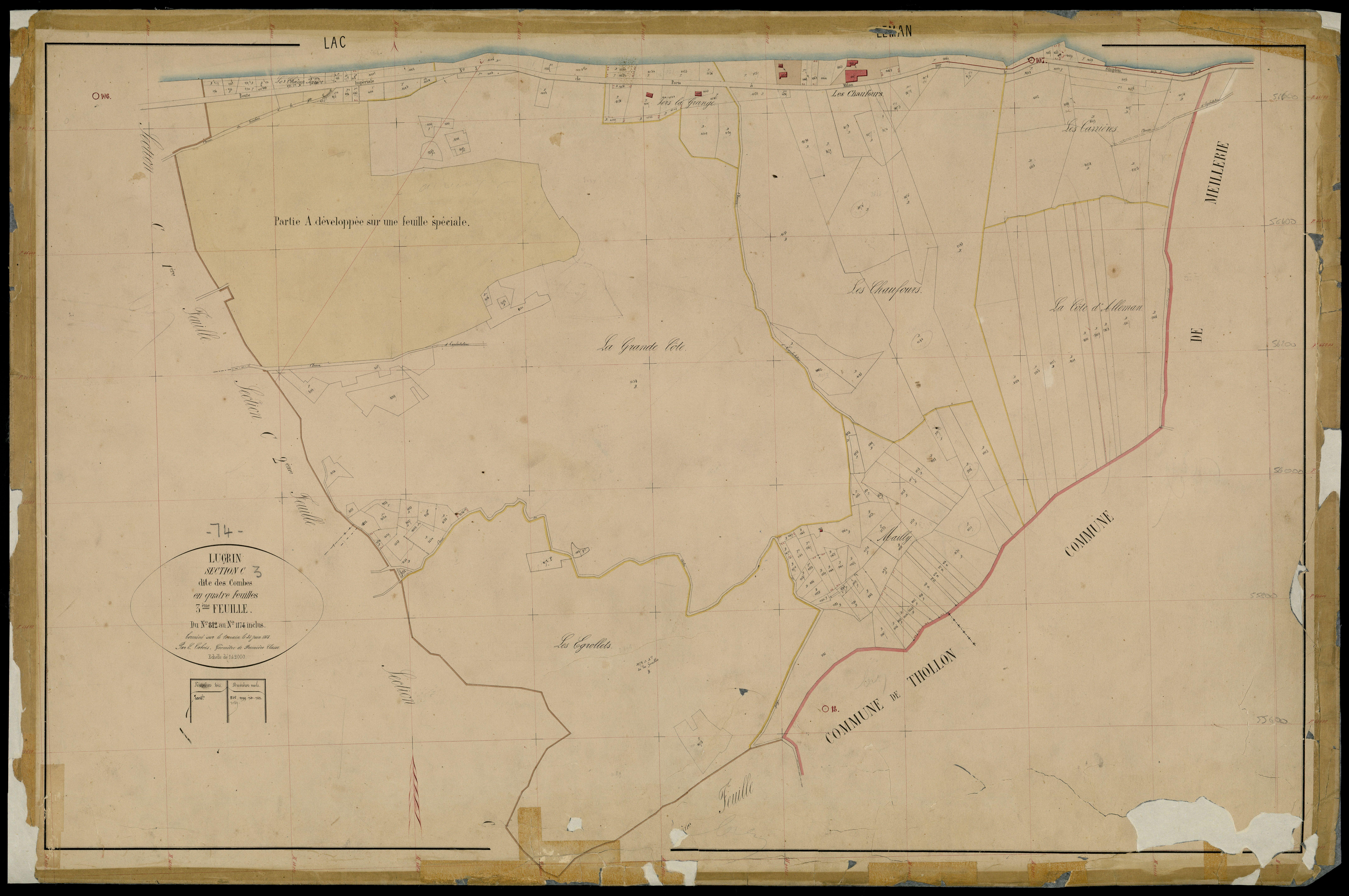 3 P 3 5432 - Feuille n° 4, parcelles n° 117 à 1924 - 1er août 1867