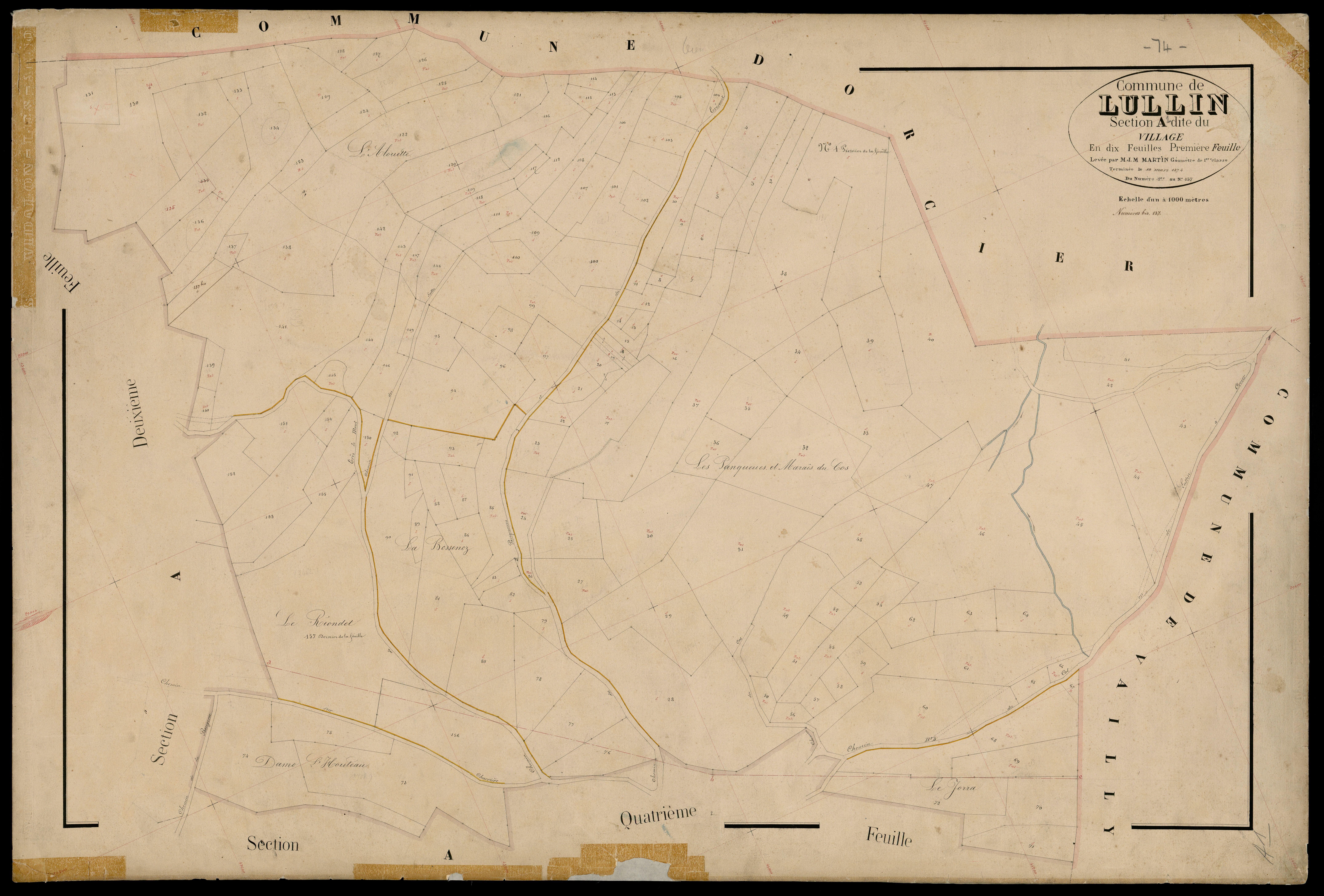 3 P 3 5444 - Feuille n° 2, parcelles n° 18 à 26 - 10 mars 1874