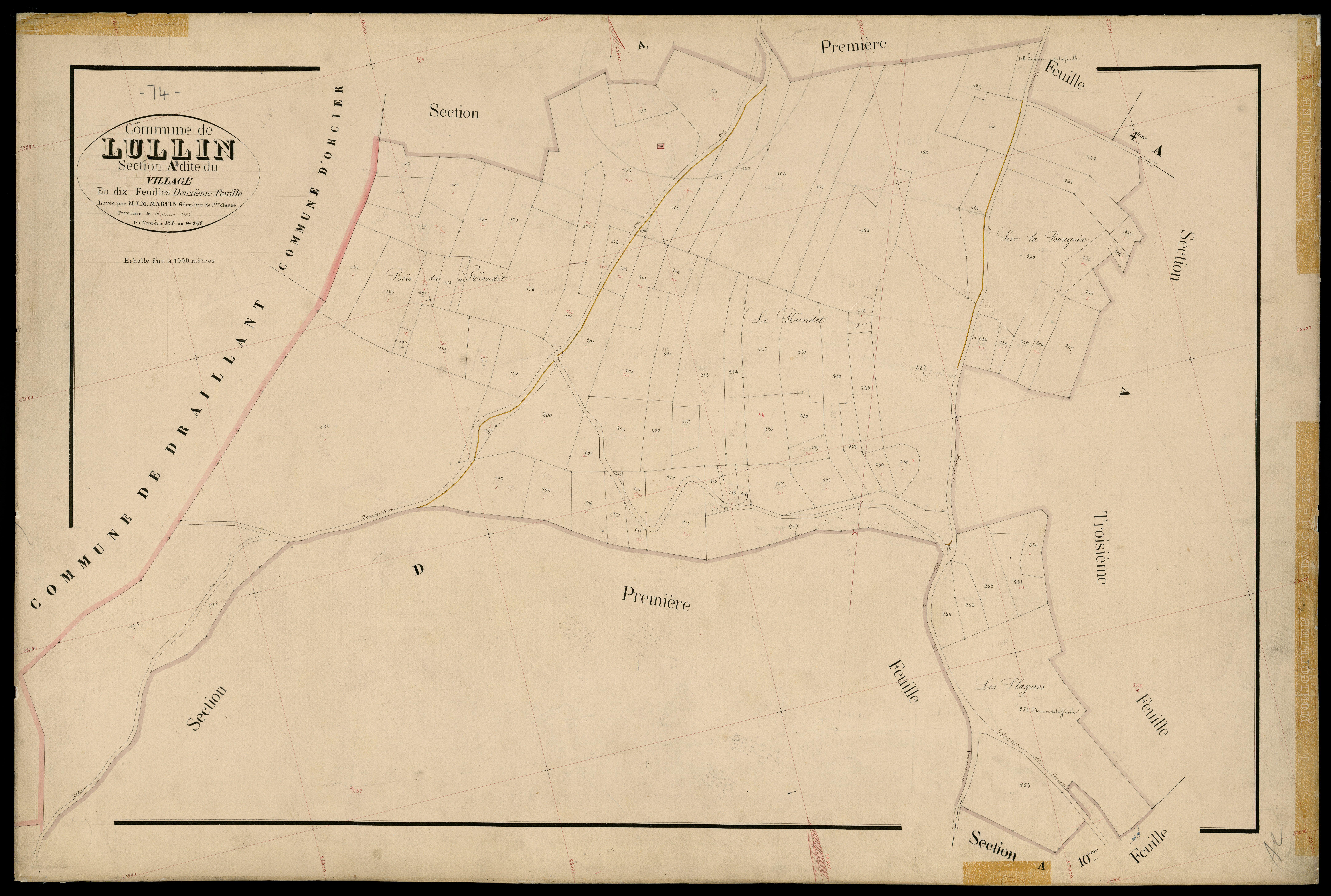 3 P 3 5445 - Feuille n° 3, parcelles n° 27 à 480 - 10 mars 1874