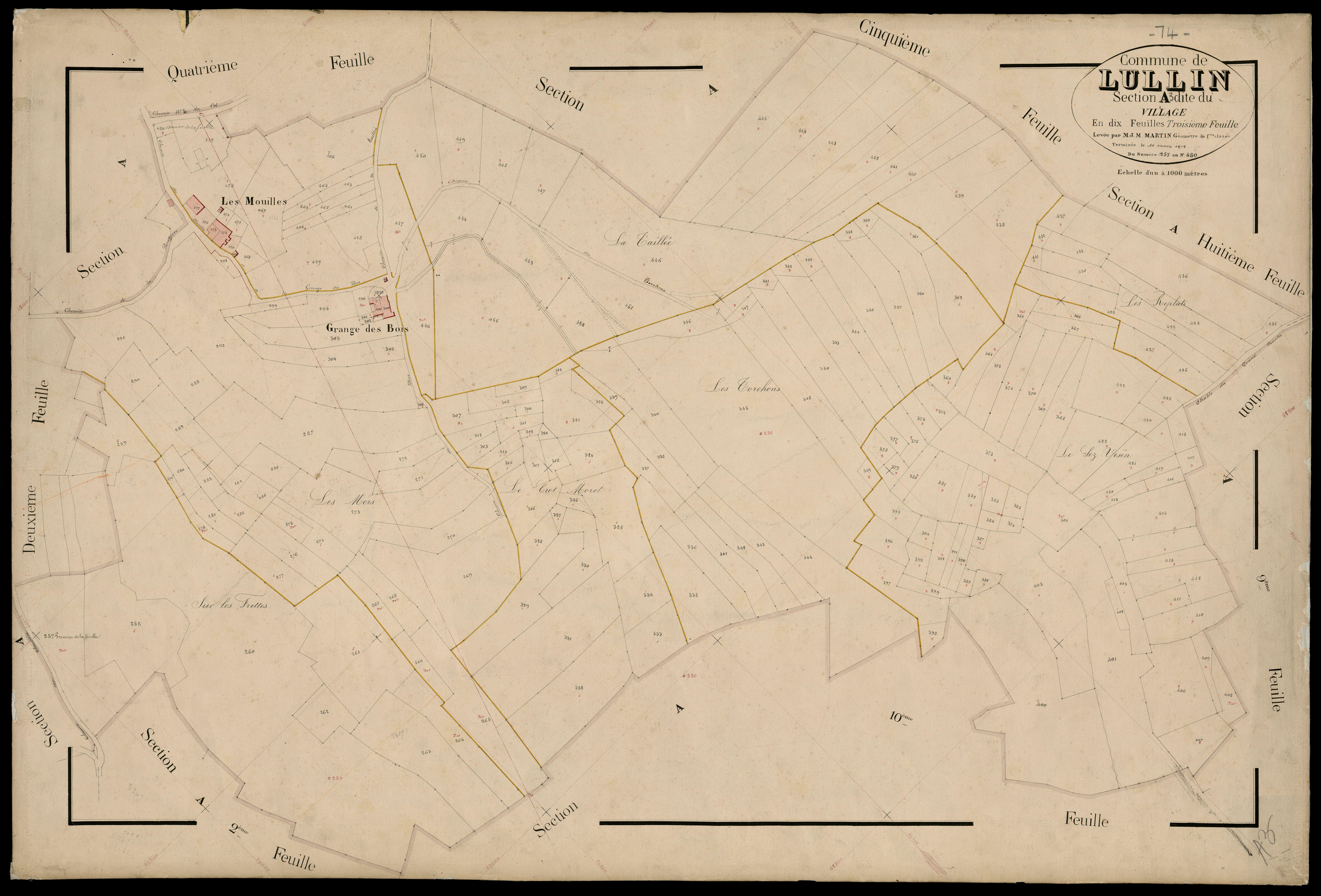 3 P 3 5446 - Feuille n° 4, parcelles n° 481 à 641 - 10 mars 1874