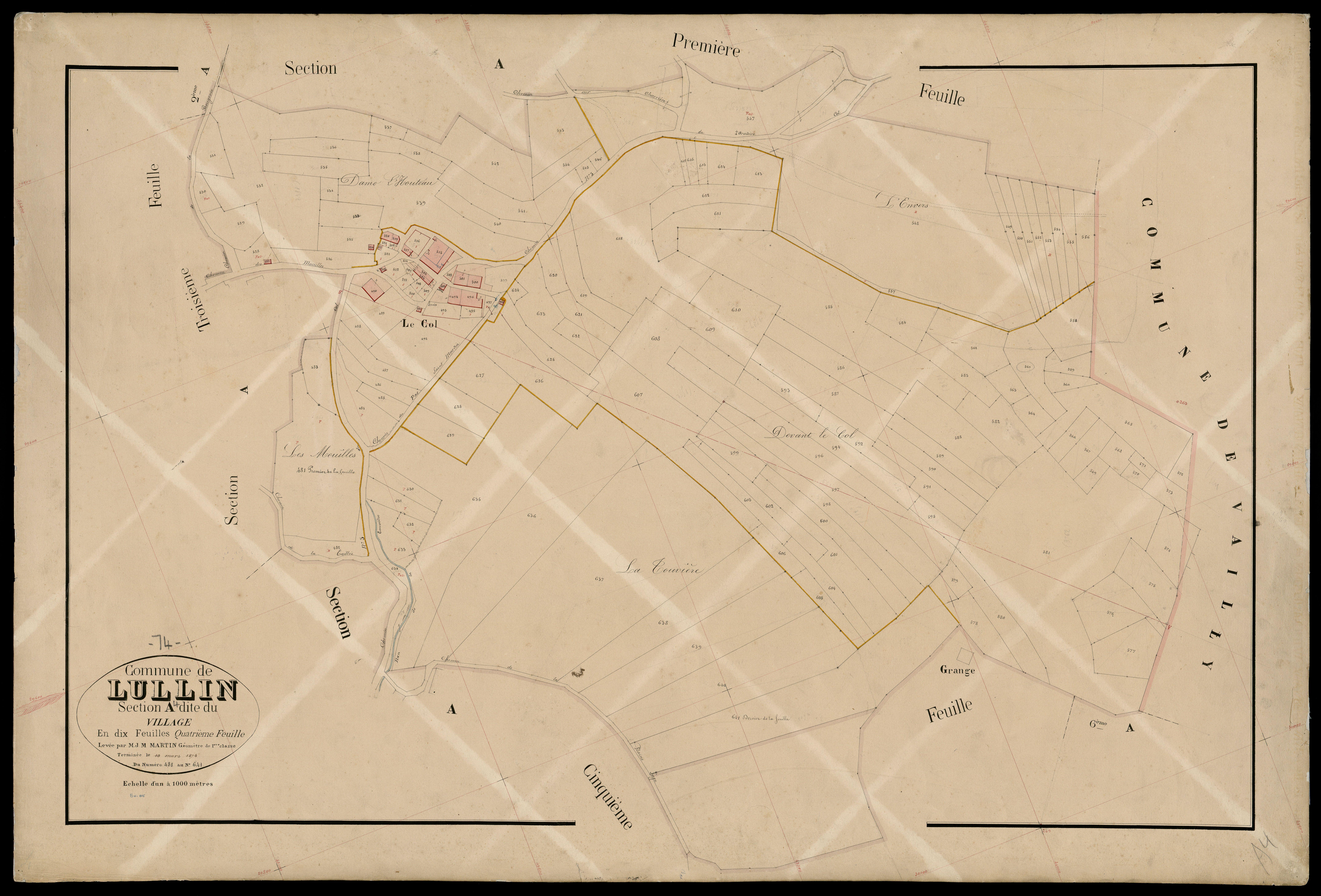 3 P 3 5447 - Feuille n° , parcelles n° 642 à 883 - 10 mars 1874