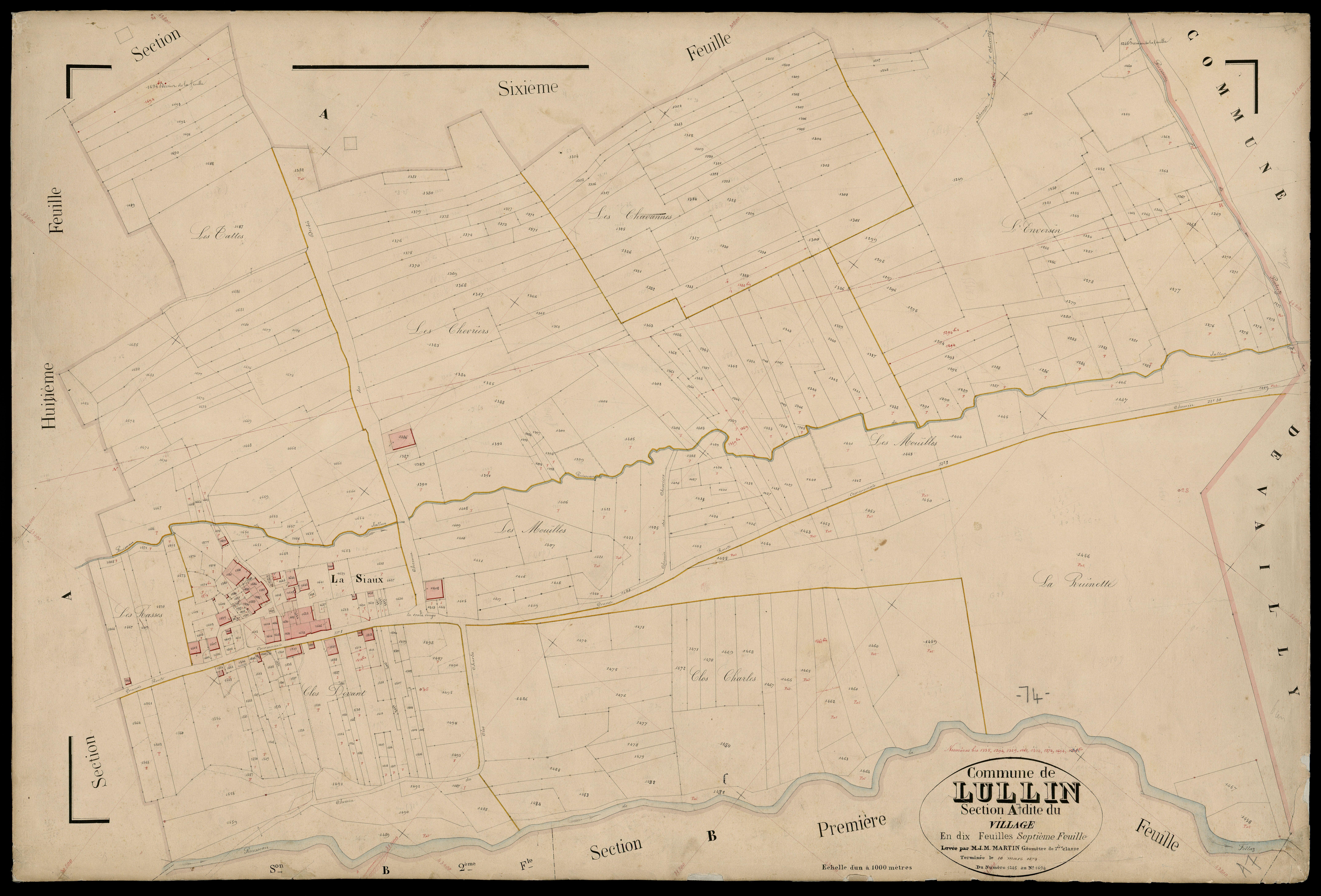 3 P 3 5450 - Feuille n° 8, parcelles n° 169 à 228 - 10 mars 1874