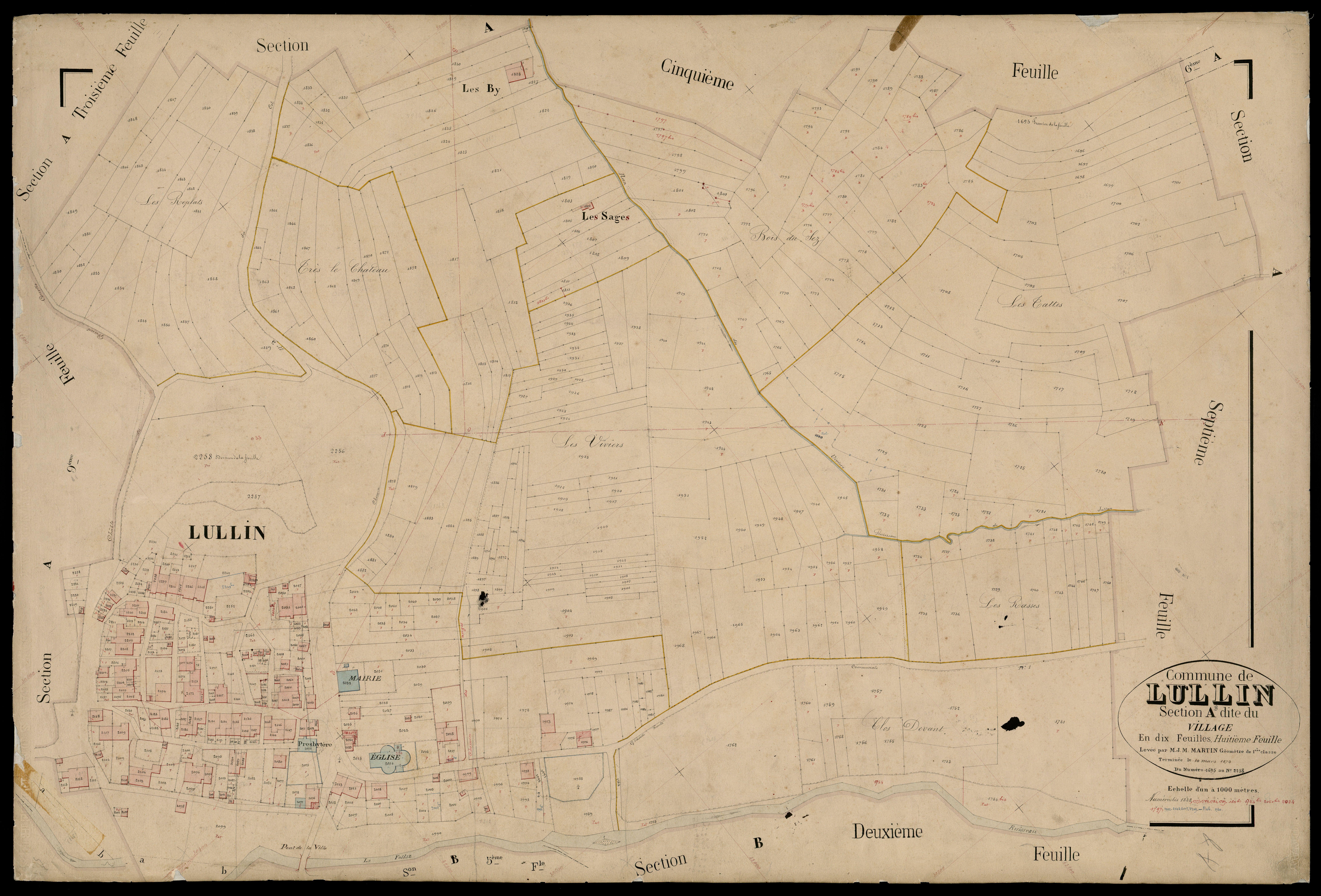 3 P 3 5451 - Feuille n° 9, parcelles n° 229 à 2496 - 10 mars 1874