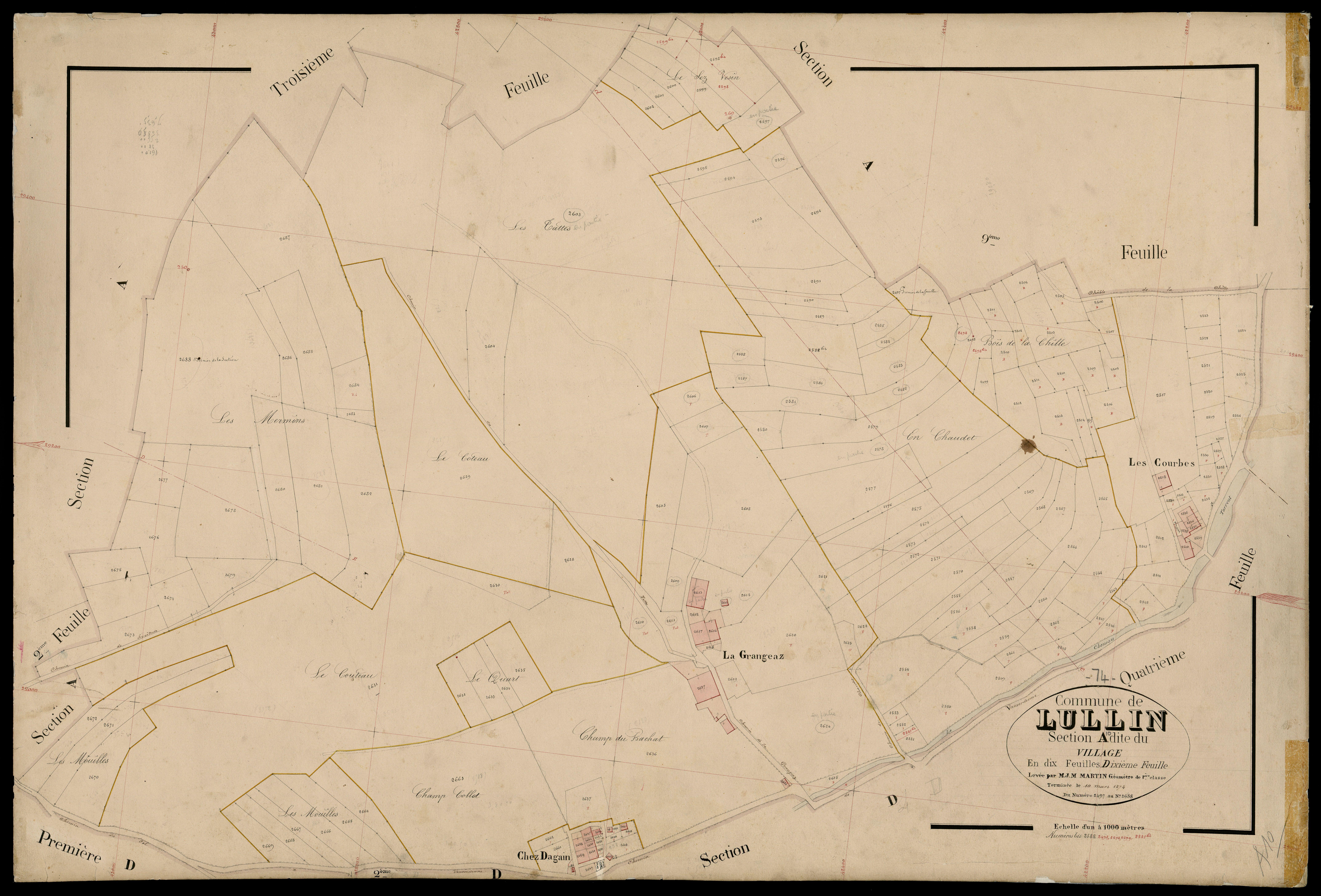 Section B : Recullières - 1874