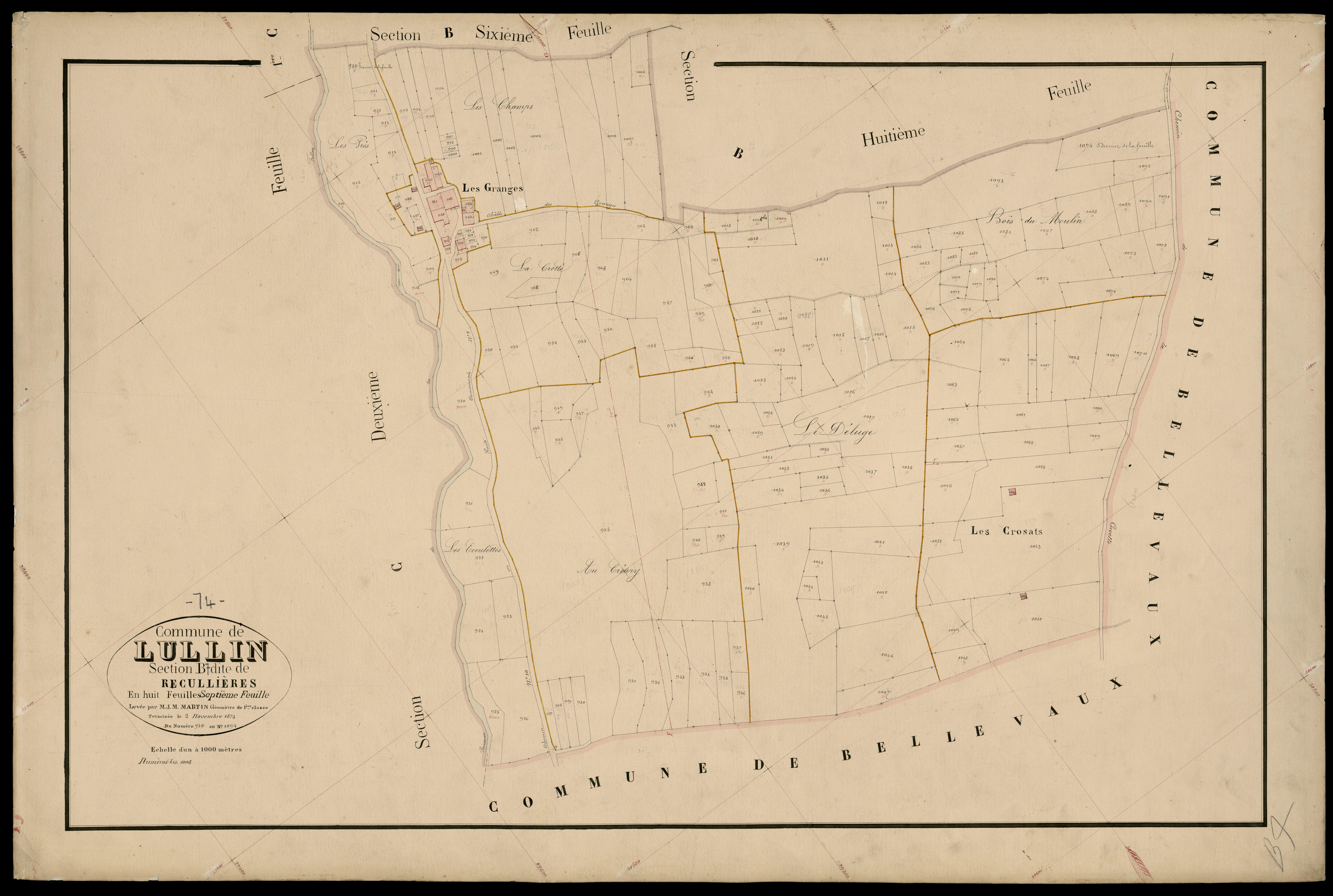 3 P 3 5460 - Feuille n° 8, parcelles n° 109 à 1230 - 2 novembre 1874