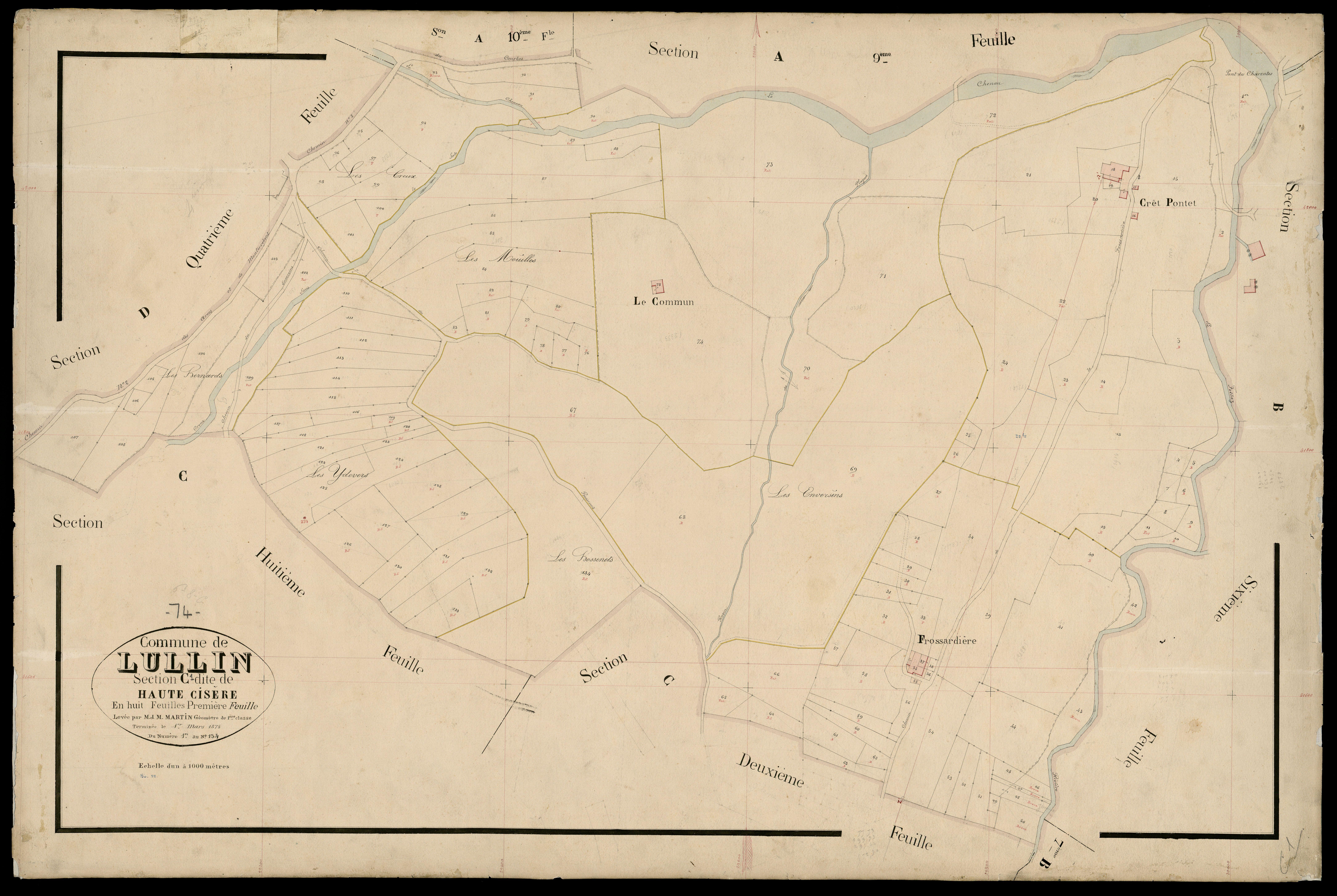 3 P 3 5462 - Feuille n° 2, parcelles n° 13 à 02 - 1er mars 1875