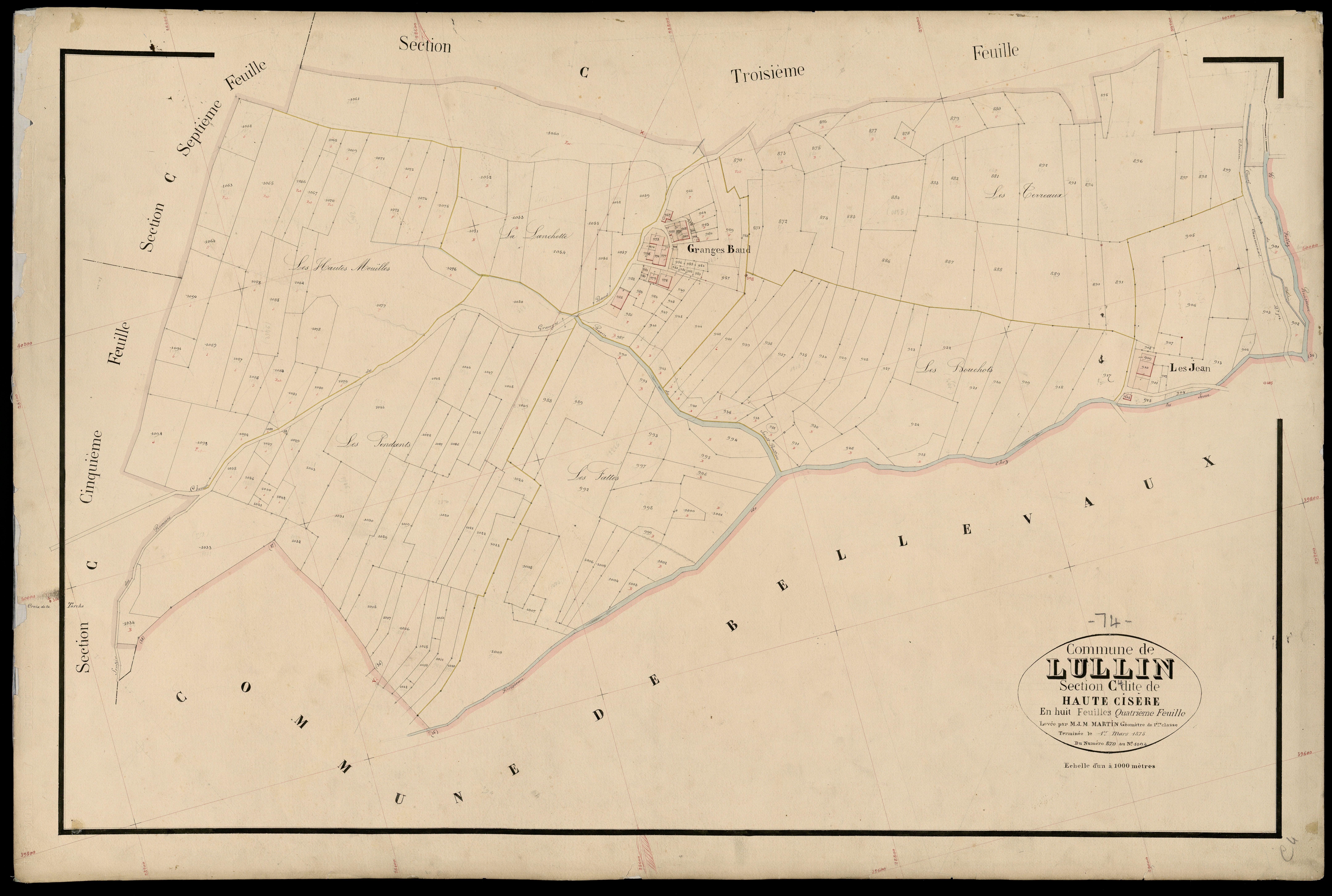 3 P 3 5465 - Feuille n° , parcelles n° 109 à 1160 - 1er mars 1875