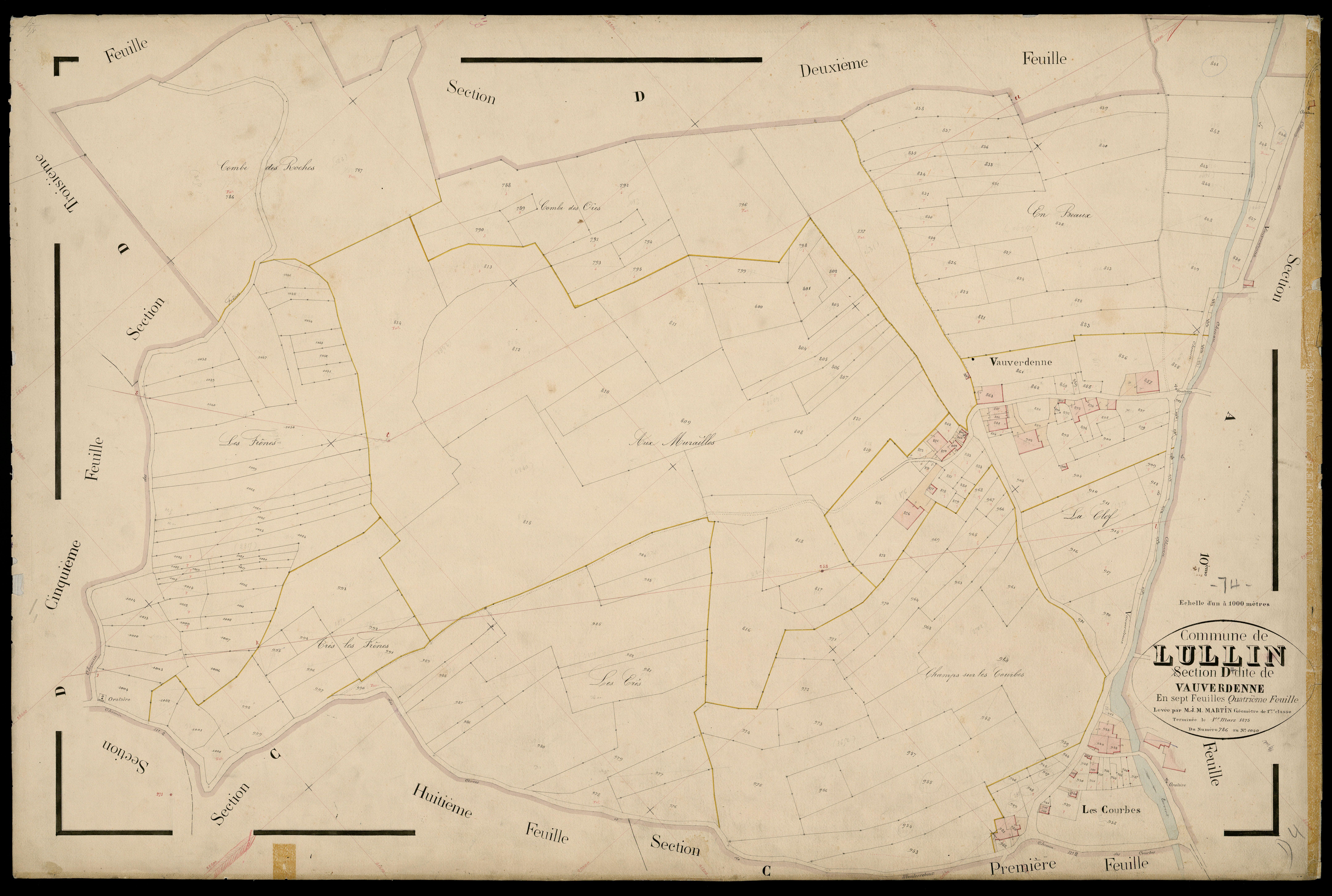 3 P 3 5473 - Feuille n° , parcelles n° 1041 à 1427 - 1er mars 1875