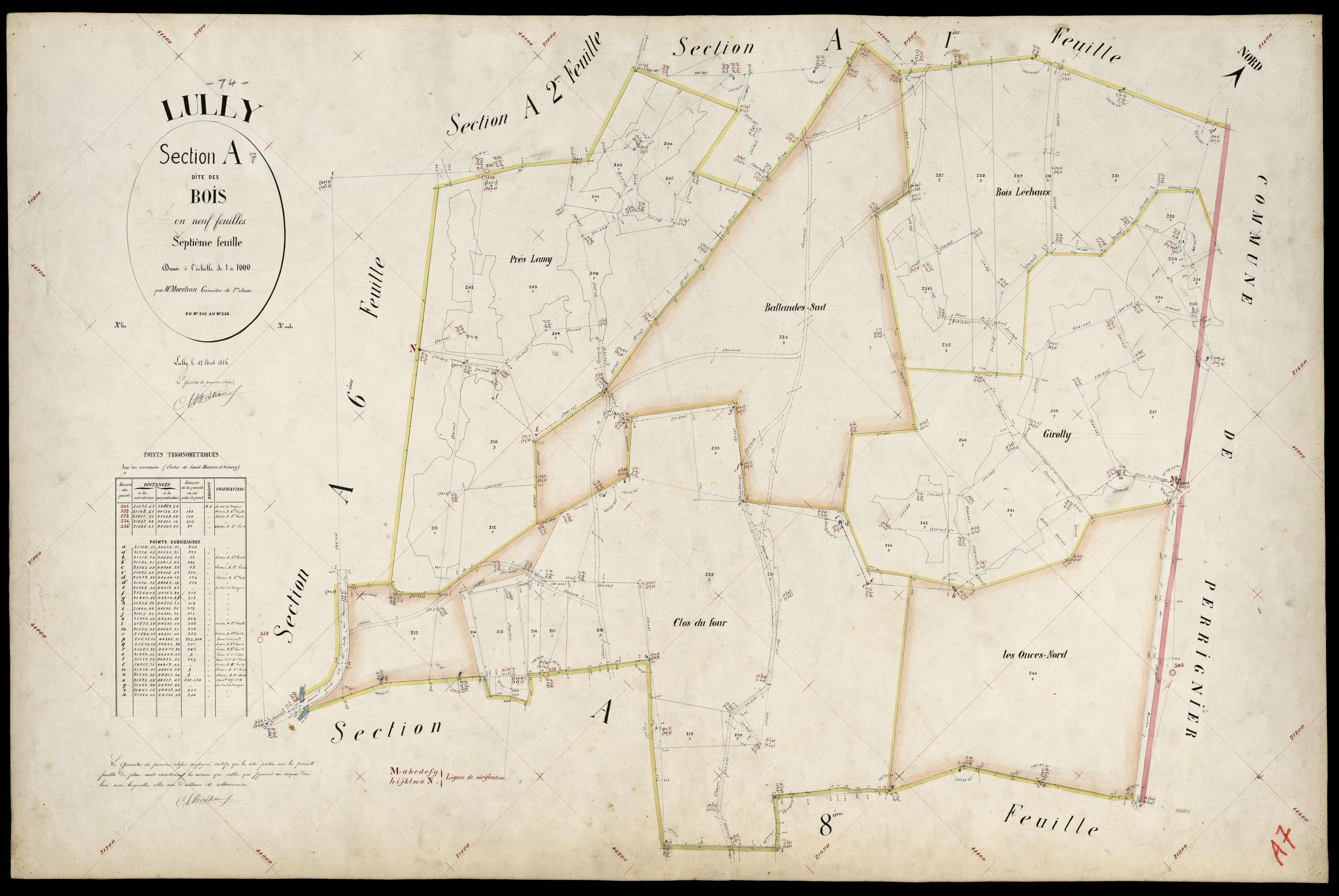 3 P 3 5484 - Feuille n° 8, parcelles n° 24 à 346 - 17 avril 1886