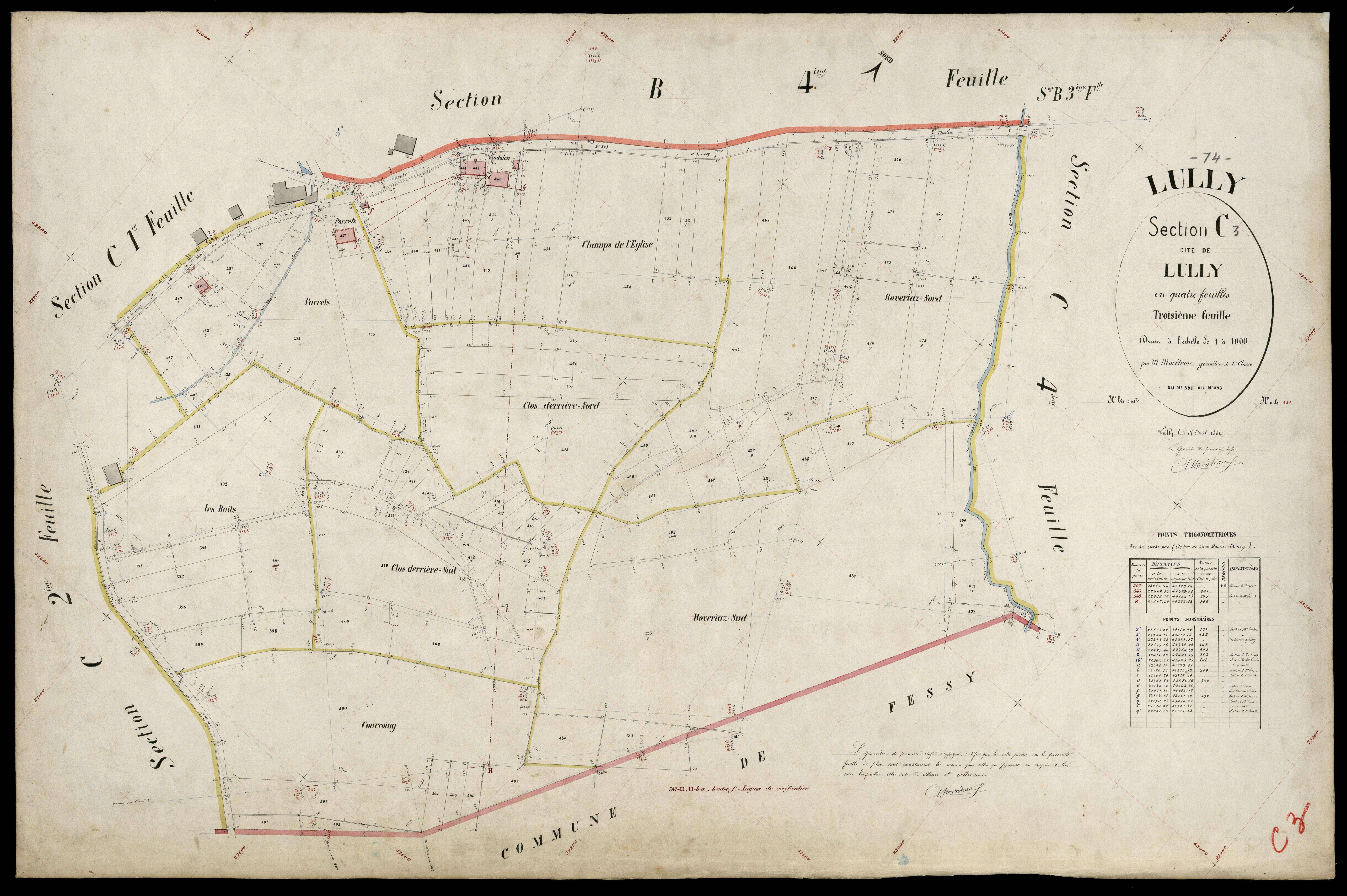 3 P 3 5495 - Feuille n° 4, parcelles n° 494 à 74 - 17 avril 1886