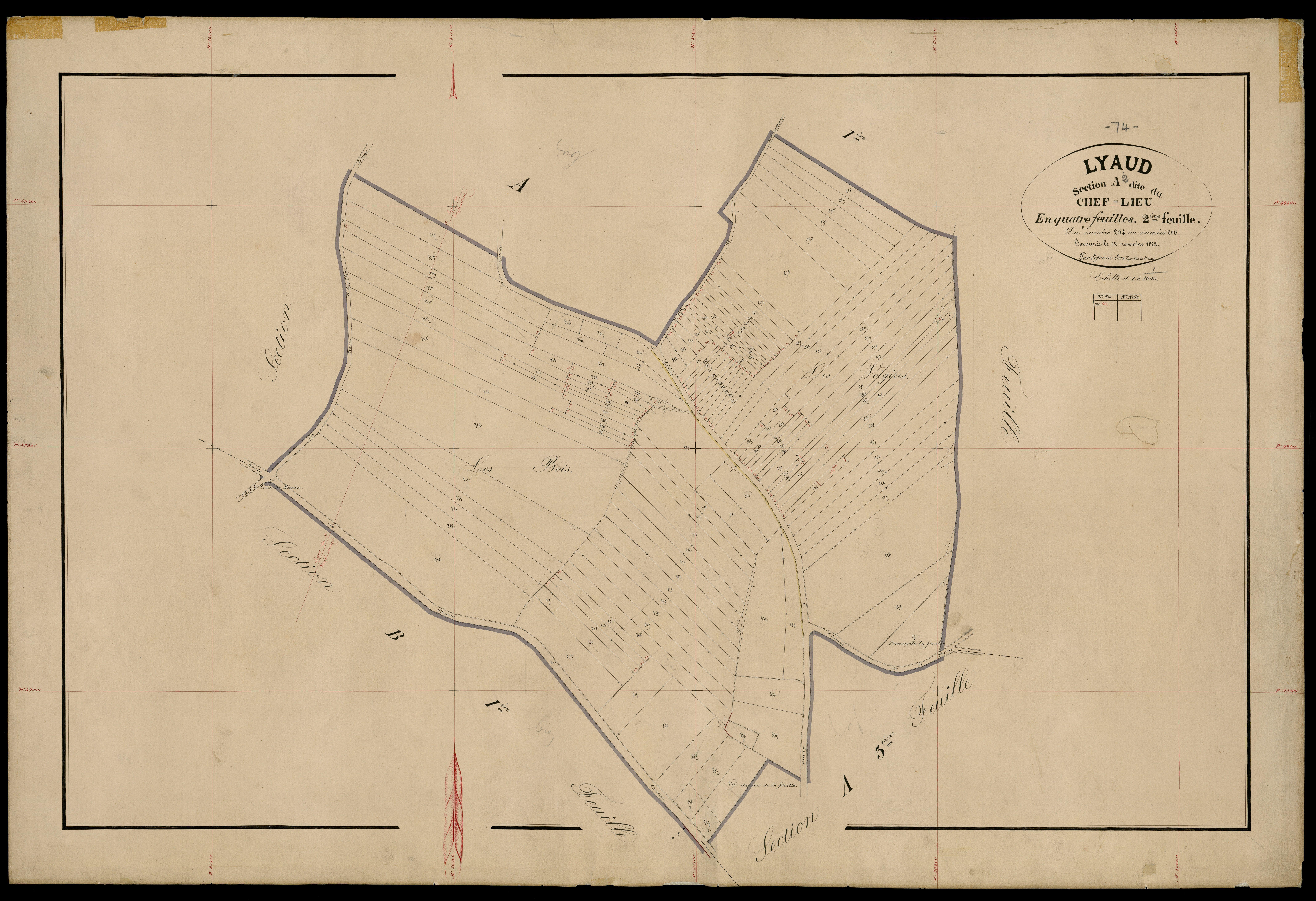 3 P 3 5499 - Feuille n° 3, parcelles n° 391 à 1036 - 1er novembre 1872