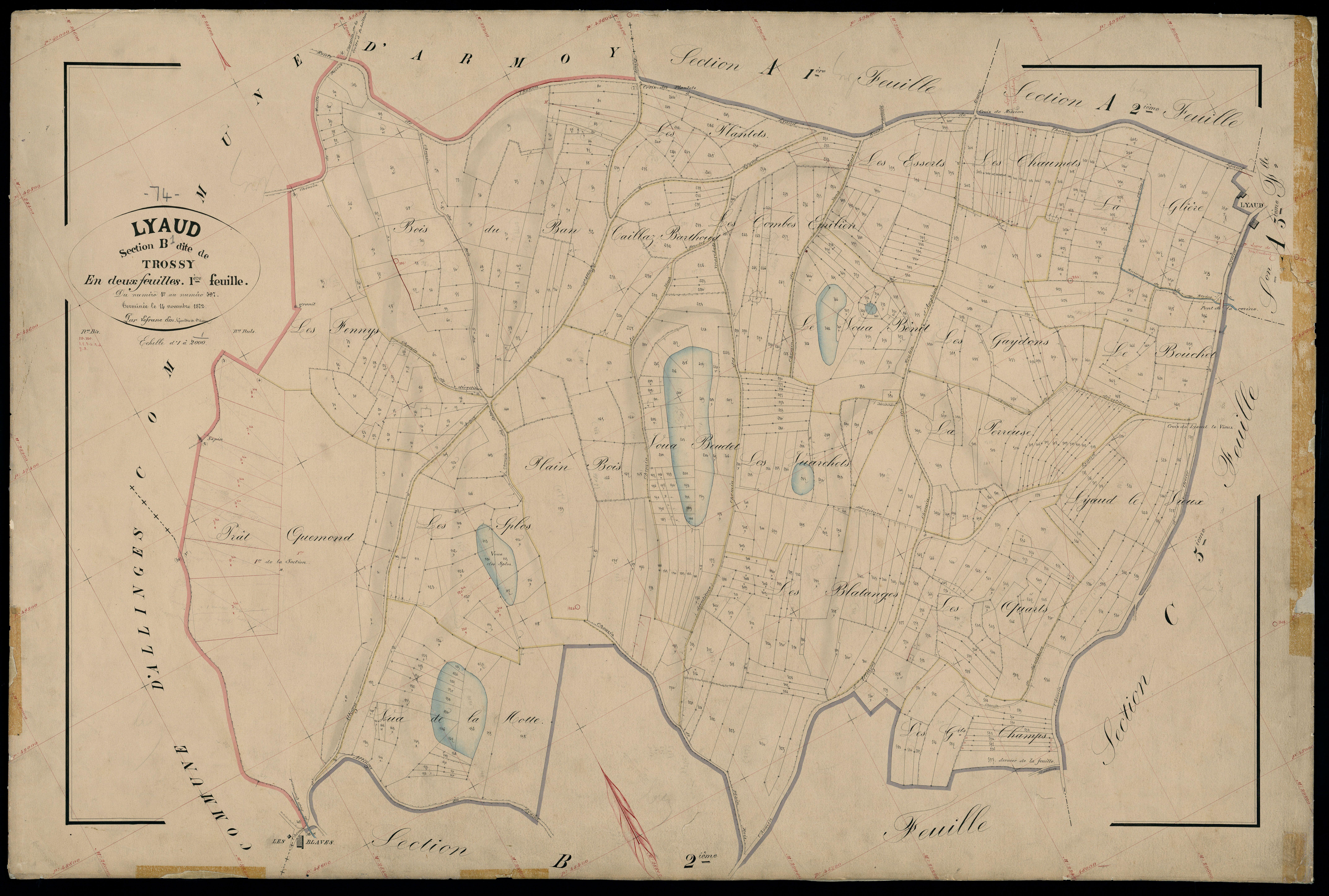 3 P 3 5502 - Feuille n° 2, parcelles n° 98 à 98 - 1er novembre 1872