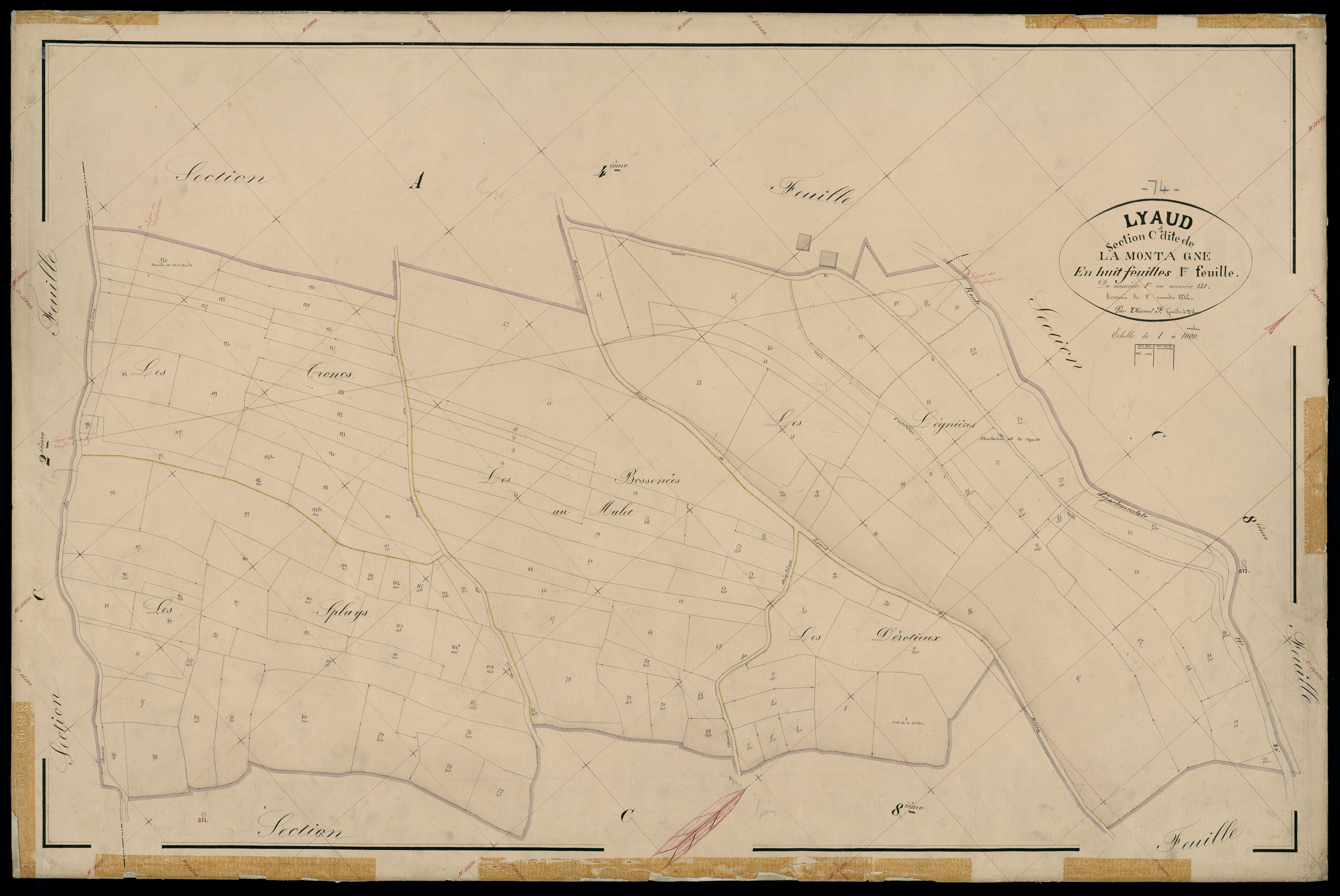 3 P 3 5504 - Feuille n° 2, parcelles n° 132 à 327 - 1er novembre 1872
