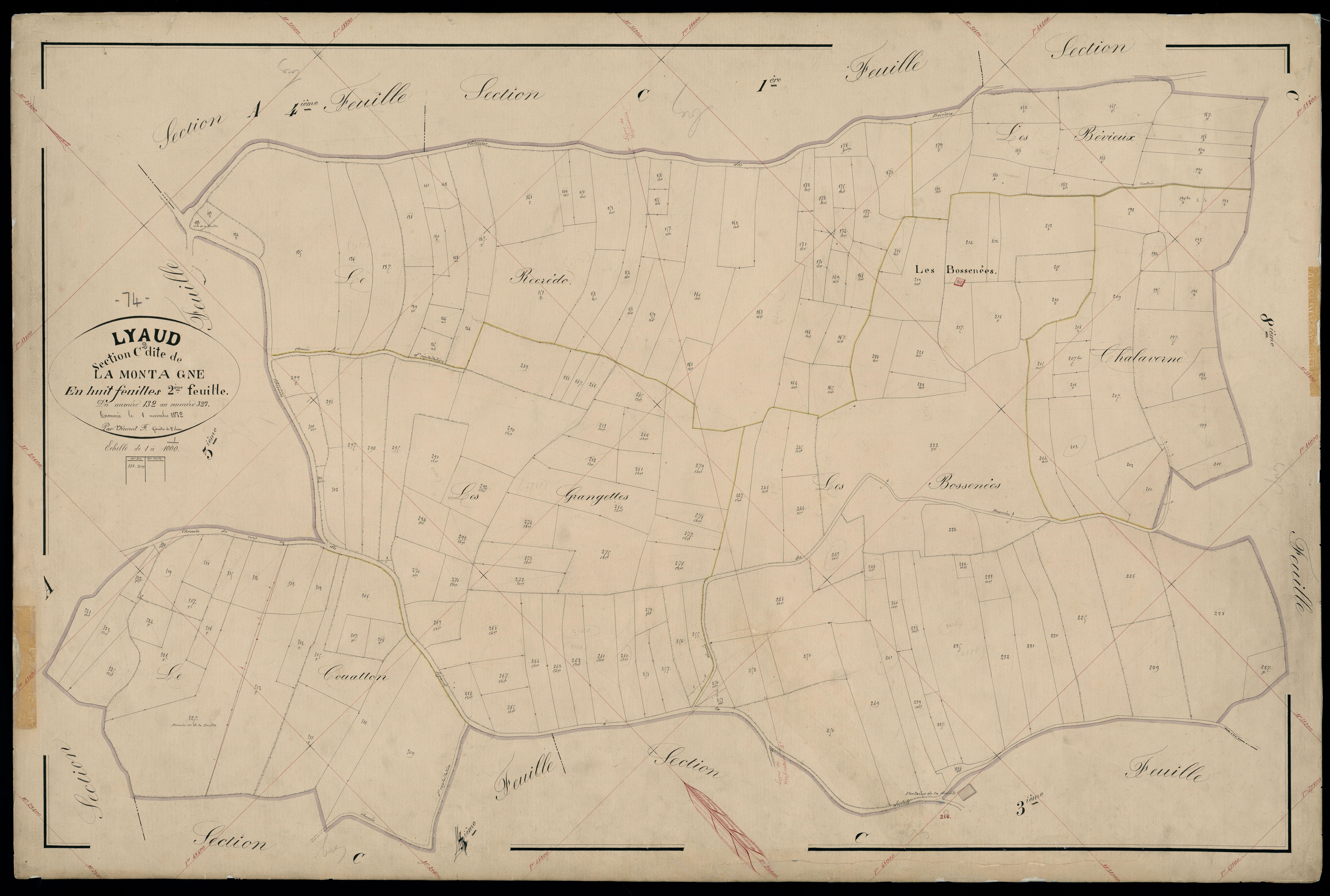 3 P 3 5505 - Feuille n° 3, parcelles n° 328 à 494 - 1er novembre 1872