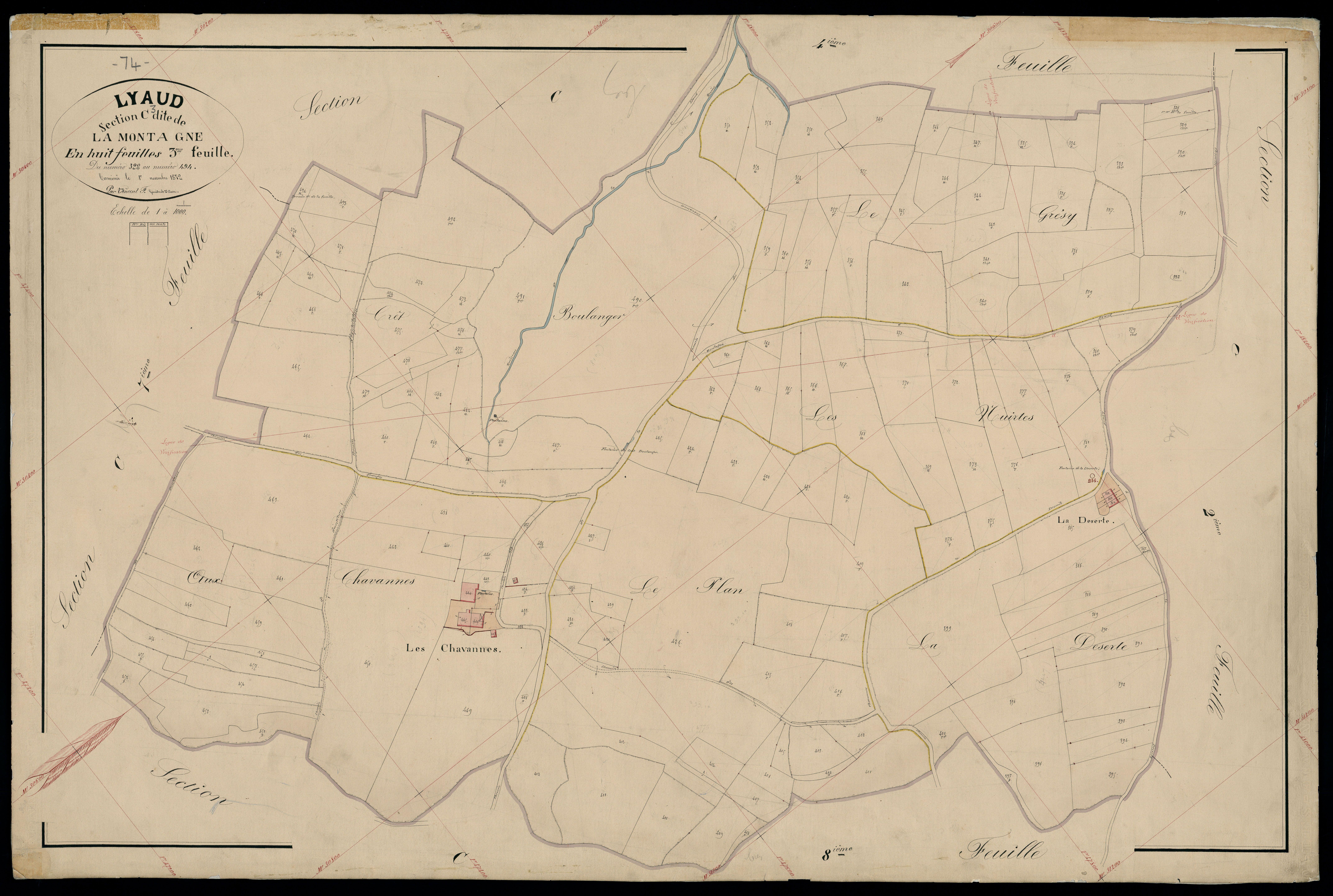 3 P 3 5506 - Feuille n° 4, parcelles n° 49 à 666 - 1er novembre 1872