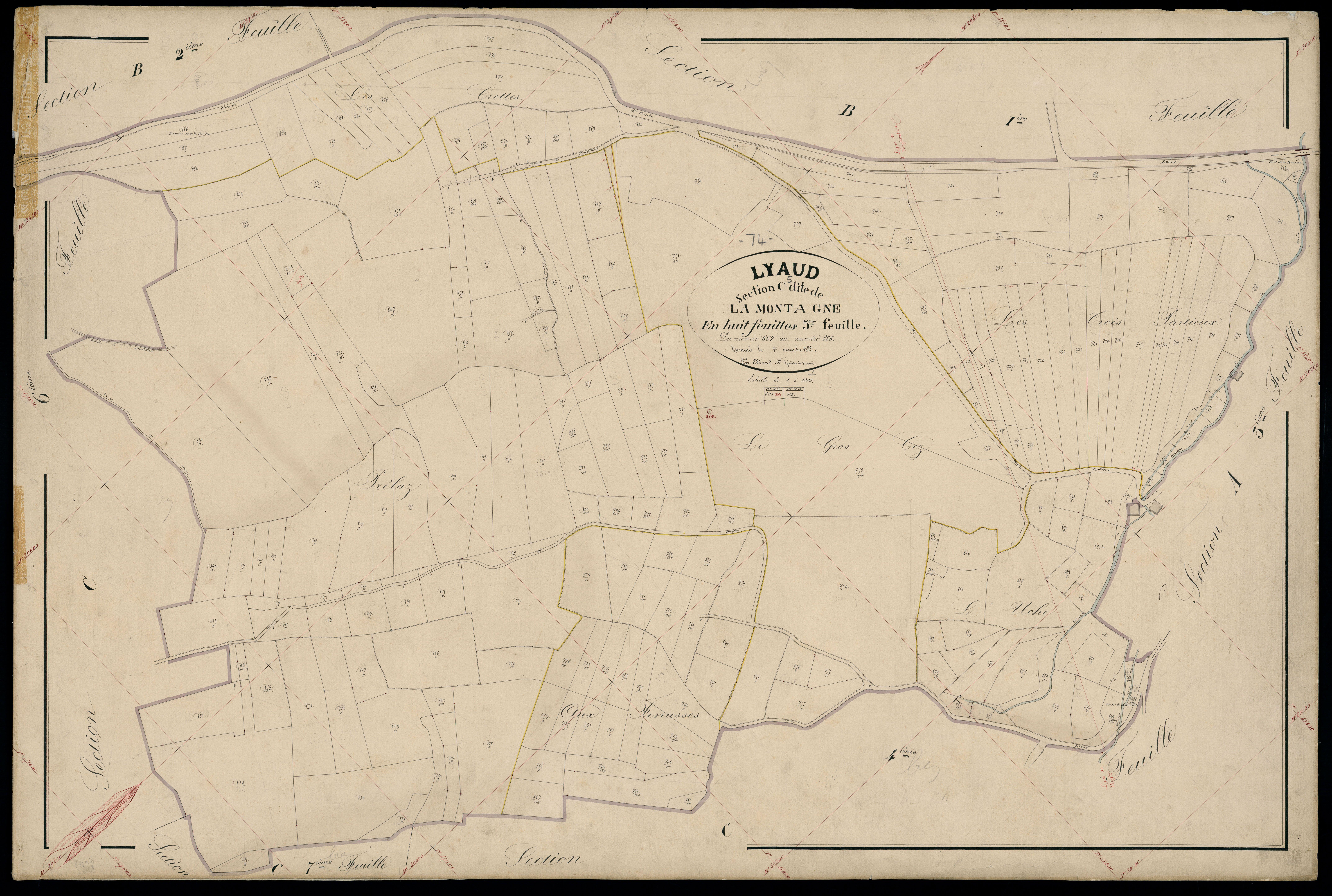 3 P 3 5508 - Feuille n° 6, parcelles n° 887 à 1098 - 1er novembre 1872