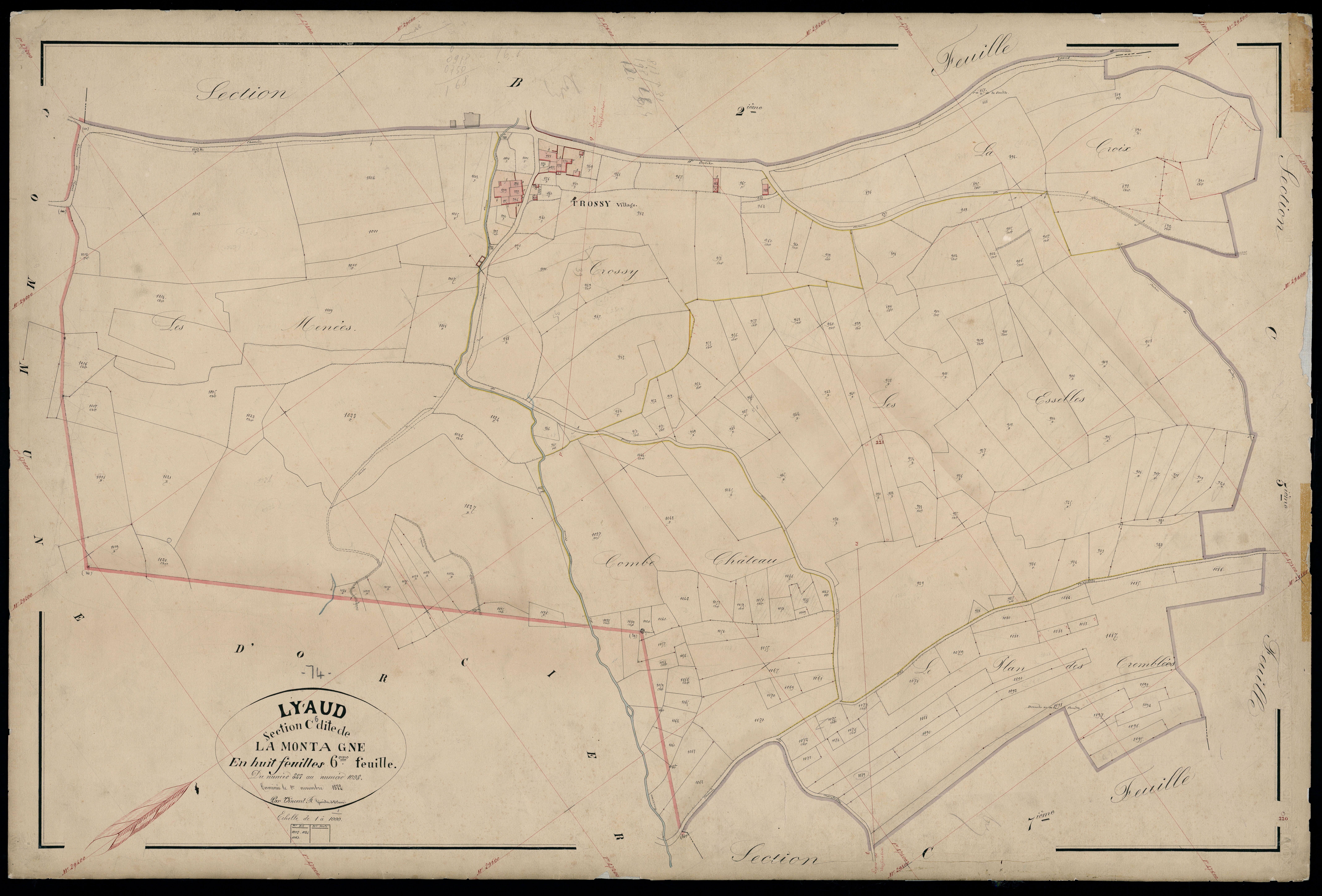 3 P 3 5509 - Feuille n° 7, parcelles n° 1099 à 1343 - 1er novembre 1872
