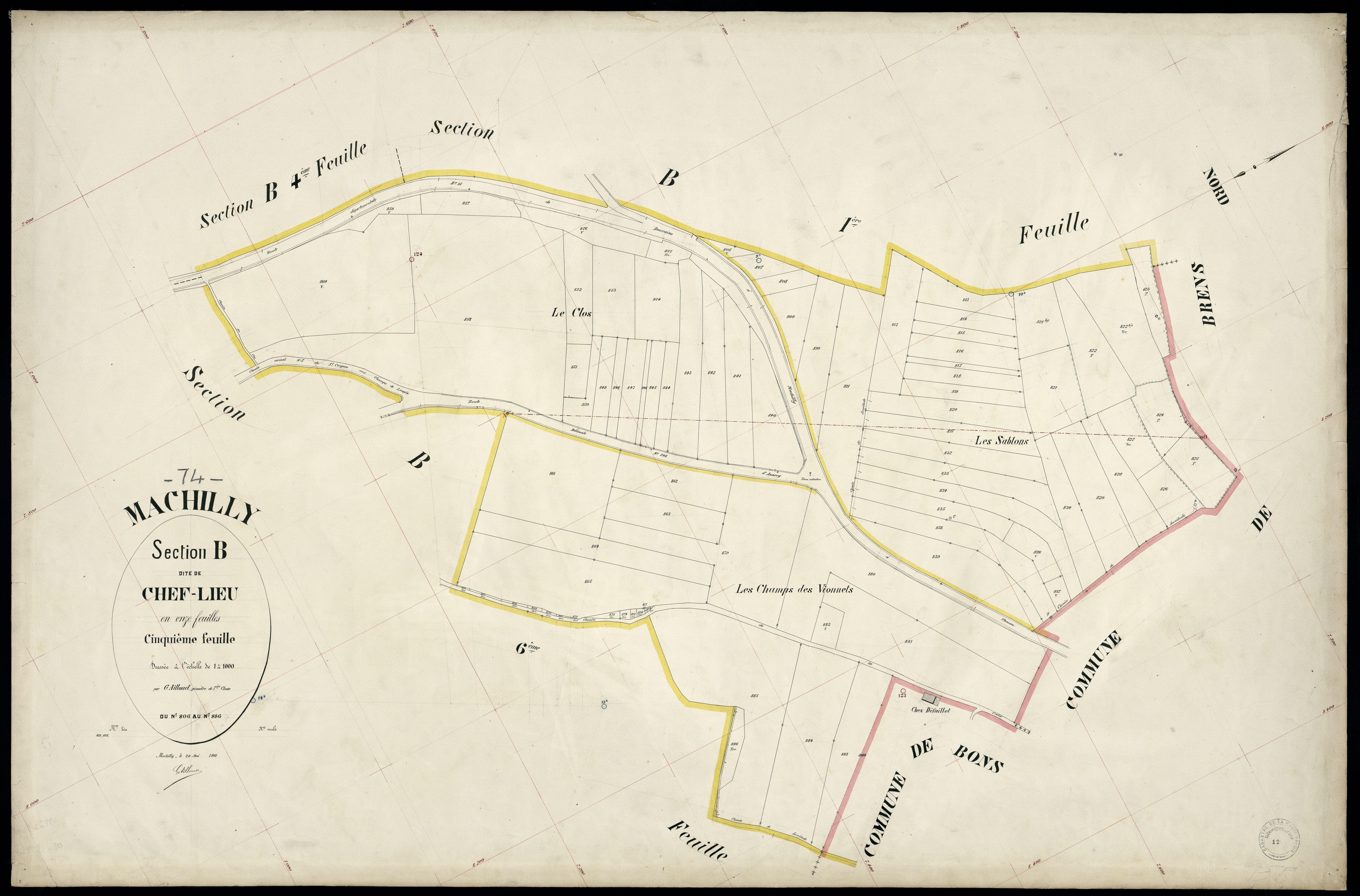3 P 3 5524 - Feuille n° 6, parcelles n° 887 à 1169 - 29 mai 1901