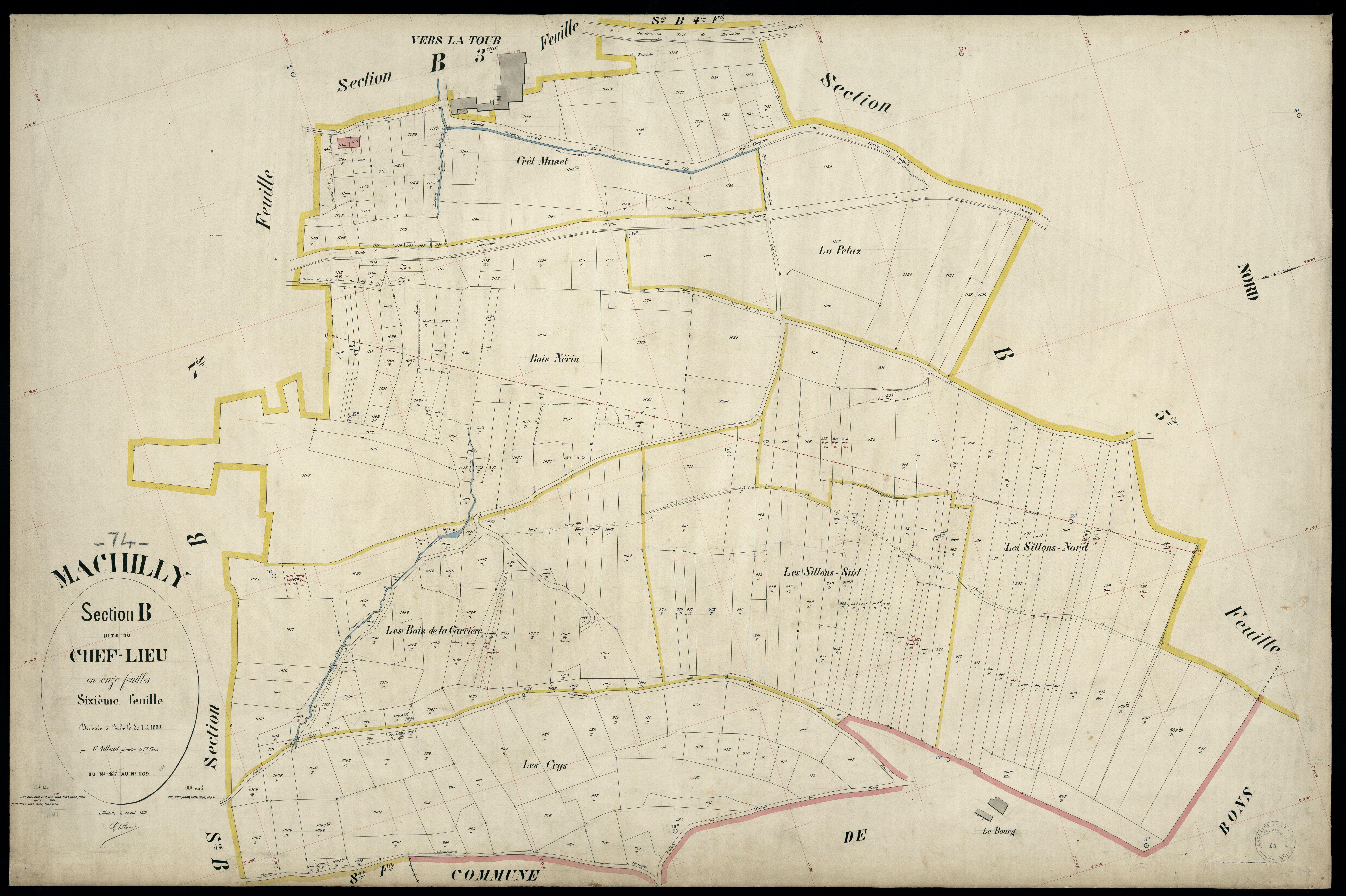 3 P 3 5525 - Feuille n° 7, parcelles n° 1170 à 167 - 29 mai 1901
