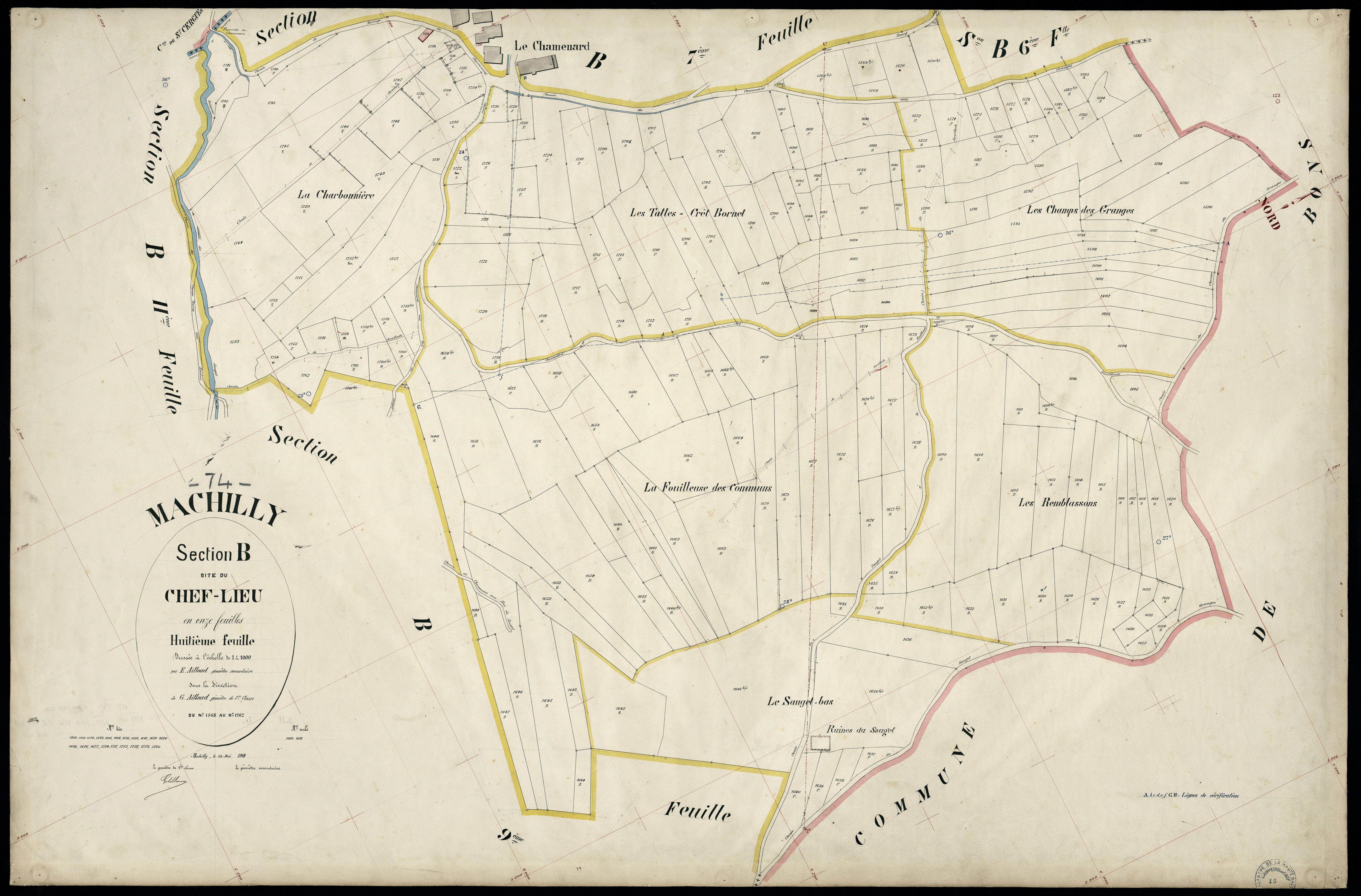 3 P 3 5527 - Feuille n° 9, parcelles n° 1763 à 1824 - 29 mai 1901