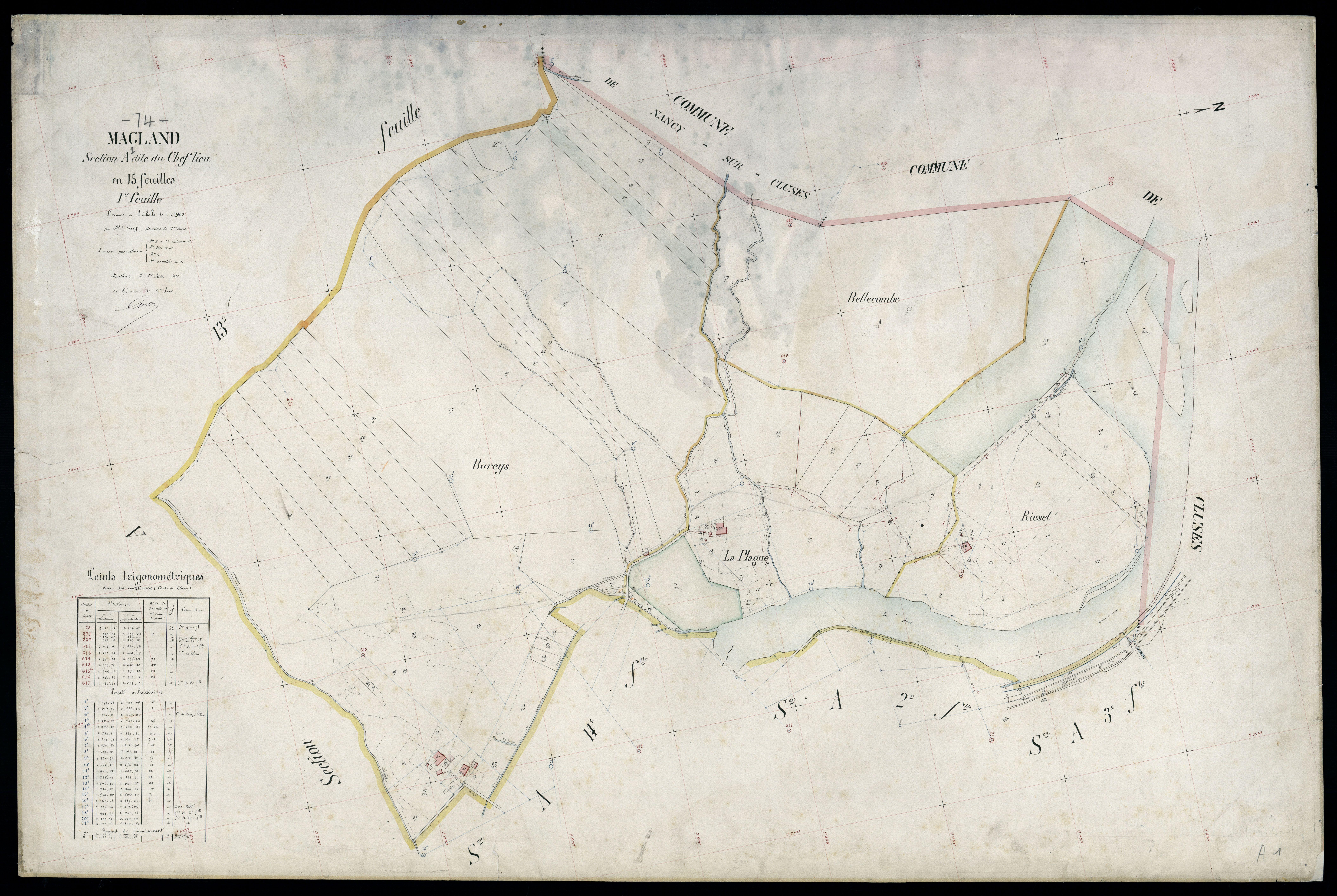 3 P 3 5534 - Feuille n° 2, parcelles n° 98 à 401 - 1er juin 1911