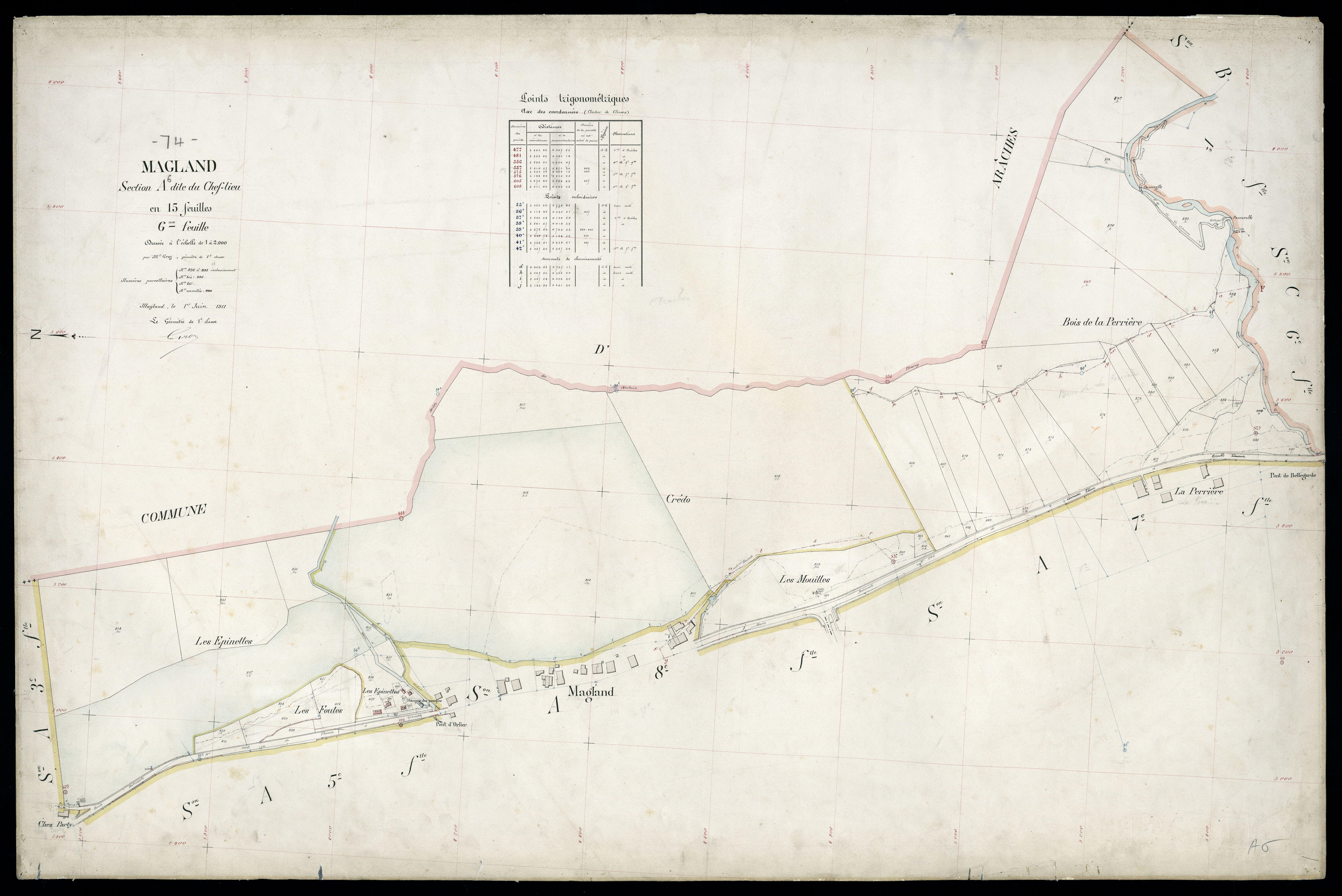 3 P 3 5539 - Feuille n° 7, parcelles n° 894 à 1102 - 1er juin 1911