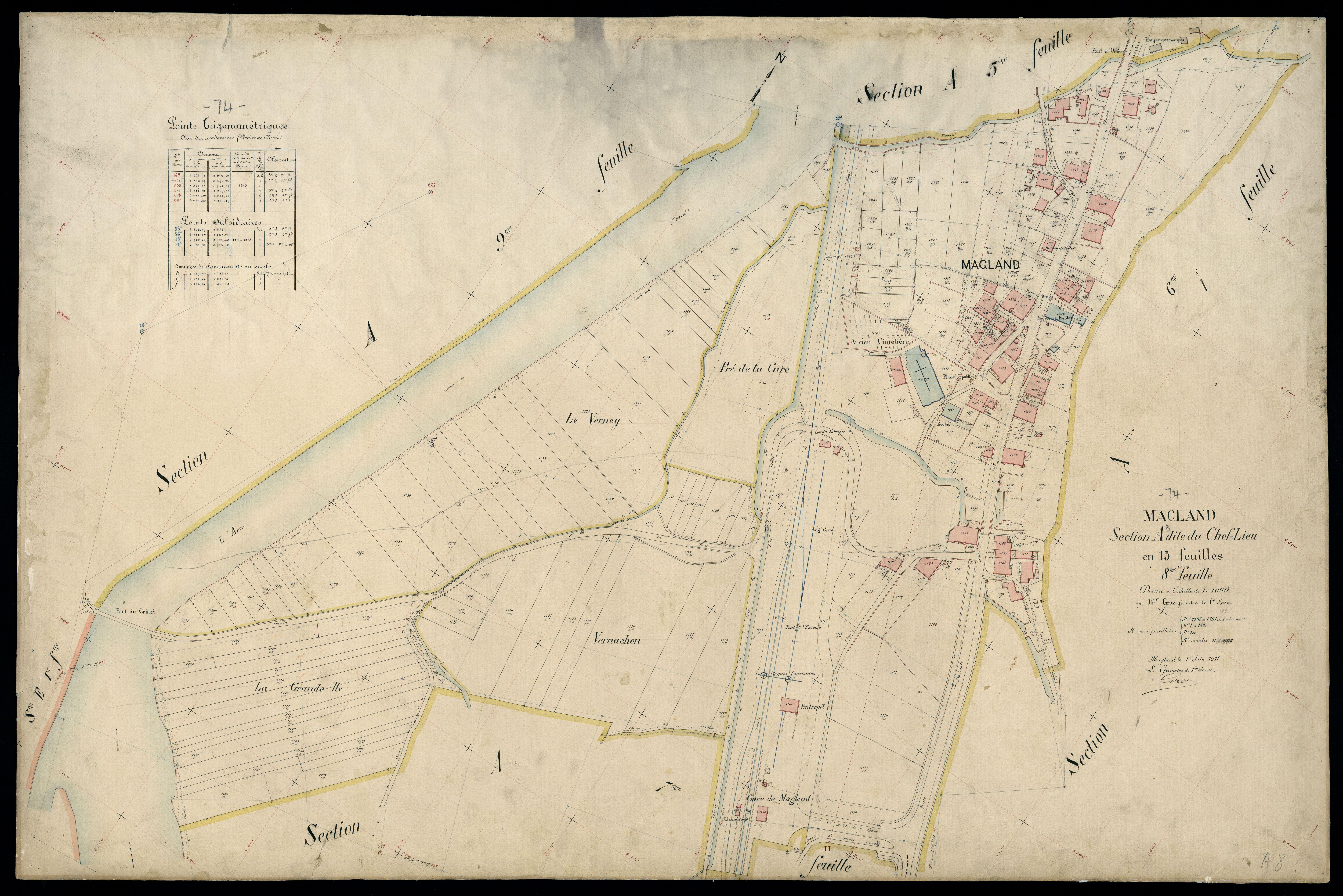 3 P 3 5541 - Feuille n° 9, parcelles n° 1392 à 182 - 1er juin 1911