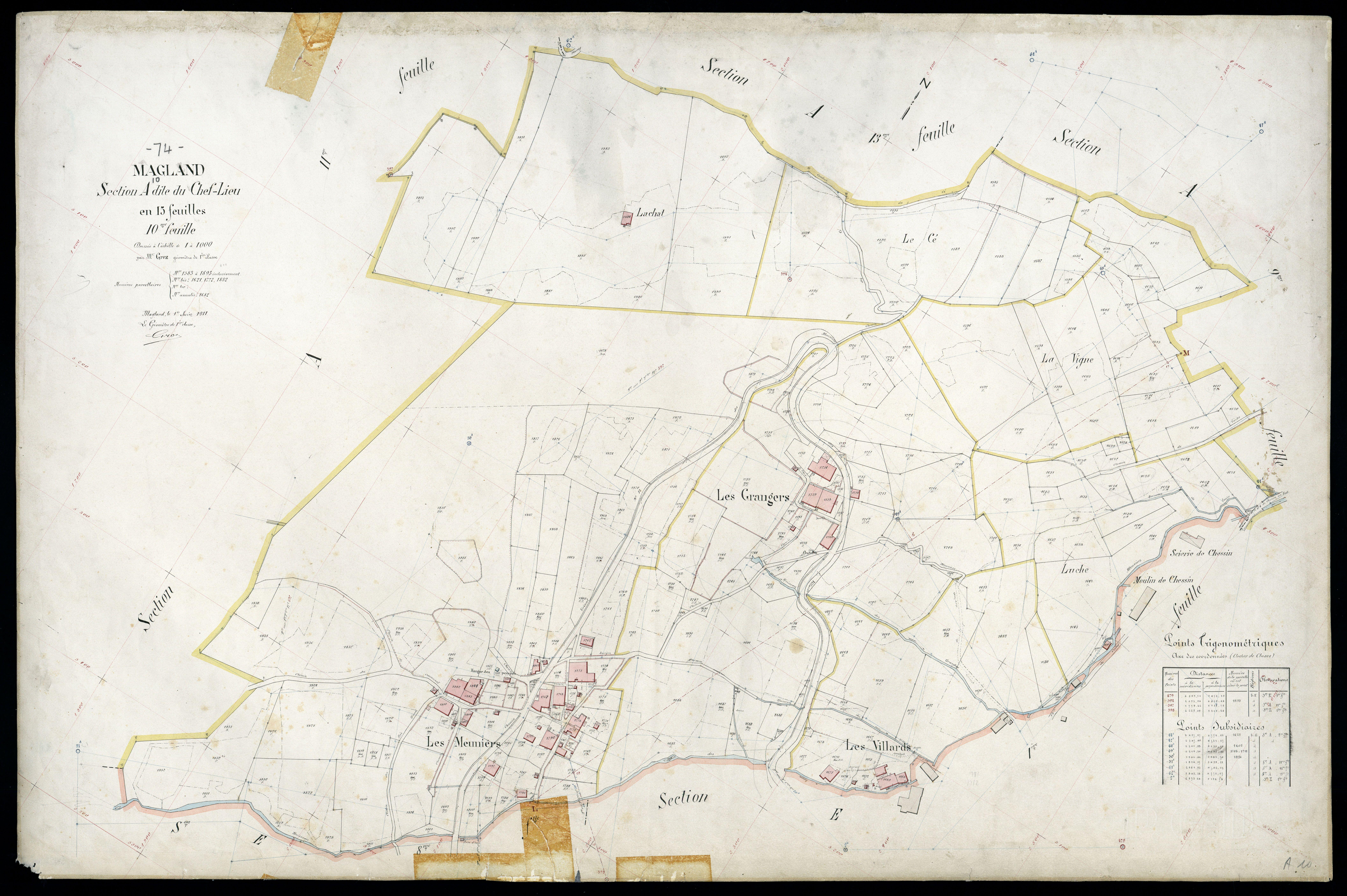 3 P 3 5543 - Feuille n° 11, parcelles n° 1894 à 2004 - 1er juin 1911