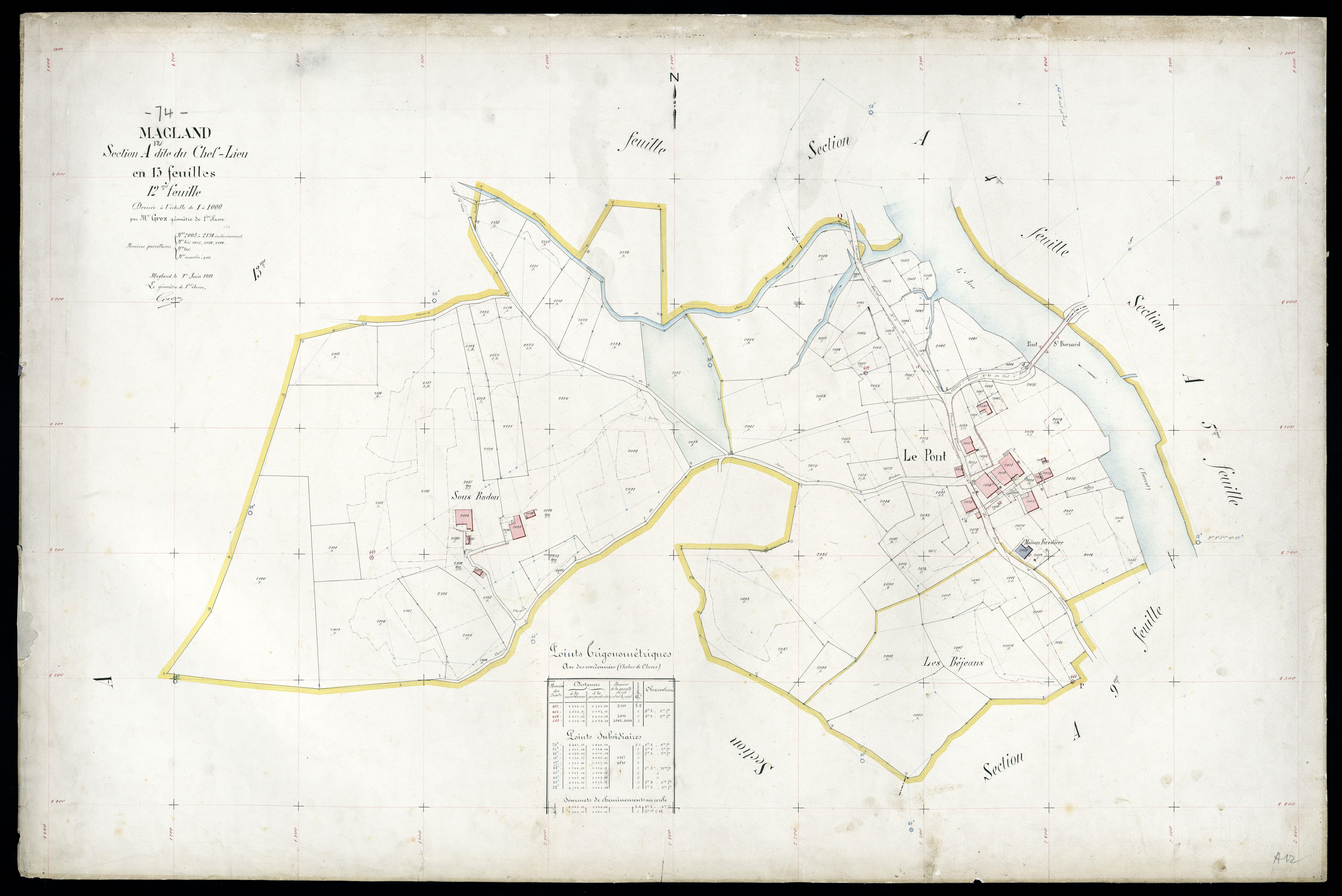 3 P 3 5545 - Feuille n° 13, parcelles n° 213 à 210 - 1er juin 1911