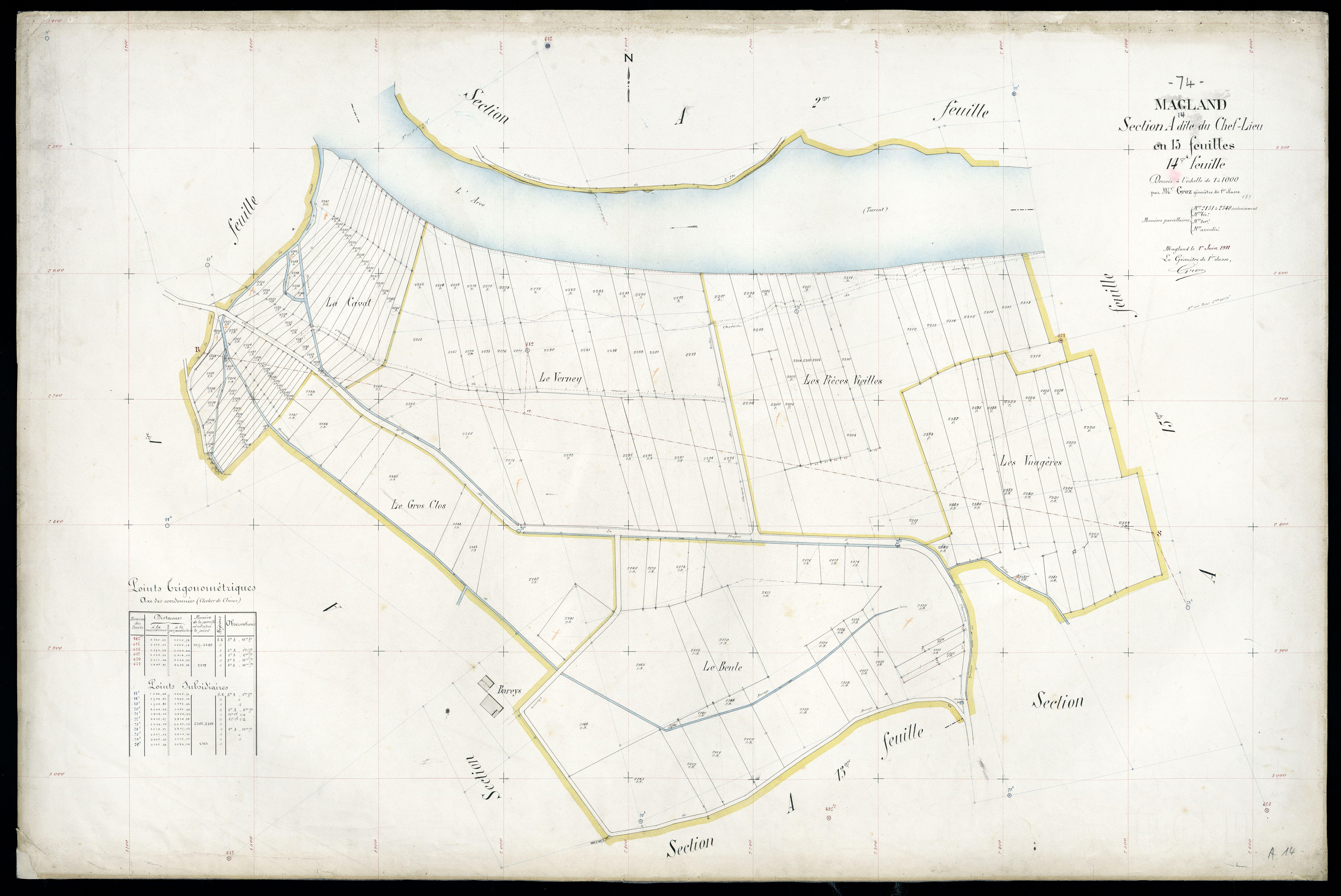 3 P 3 5547 - Feuille n° 1, parcelles n° 2341 à 268 - 1er juin 1911