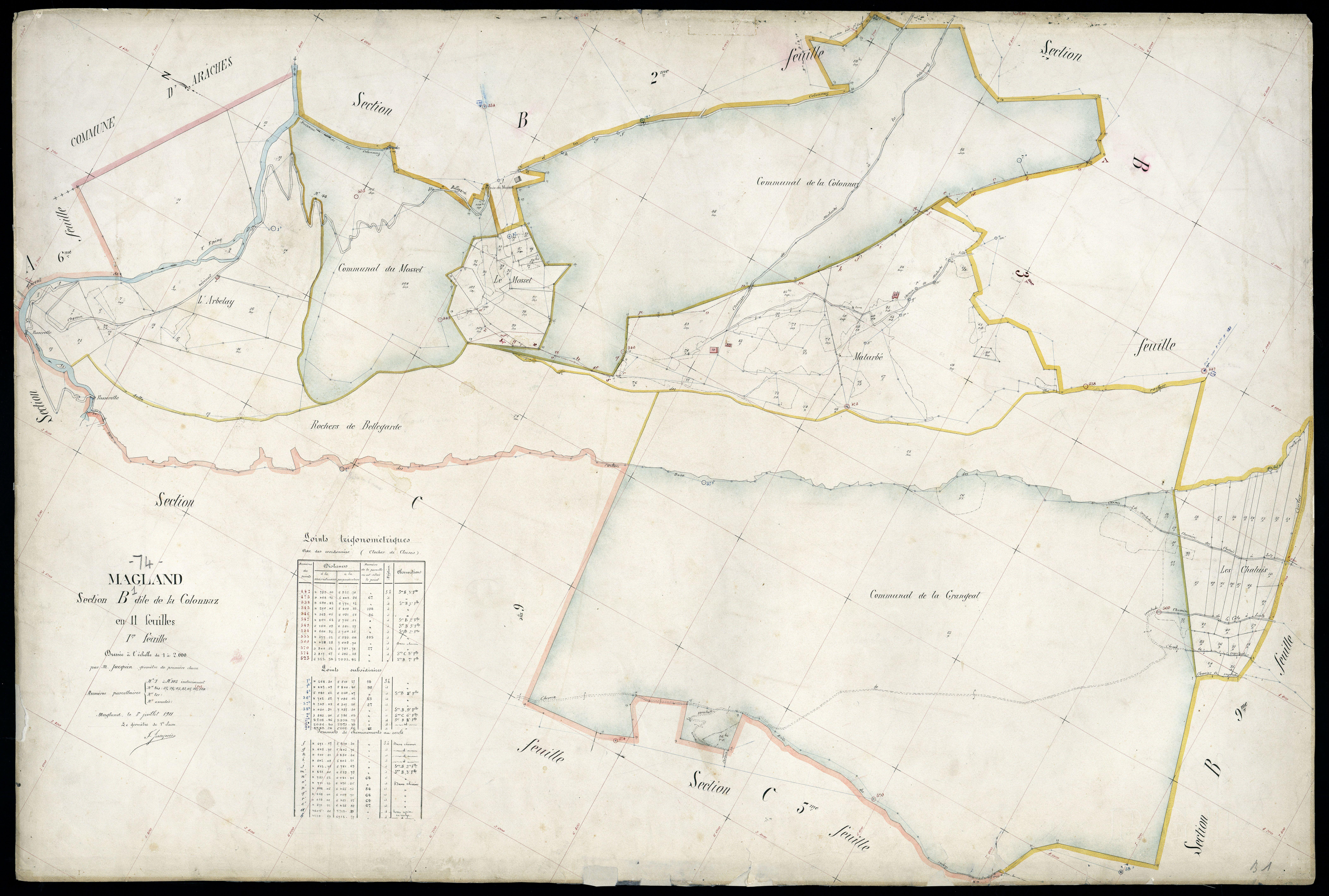 3 P 3 5549 - Feuille n° 2, parcelles n° 106 à 417 - 8 juillet 1911