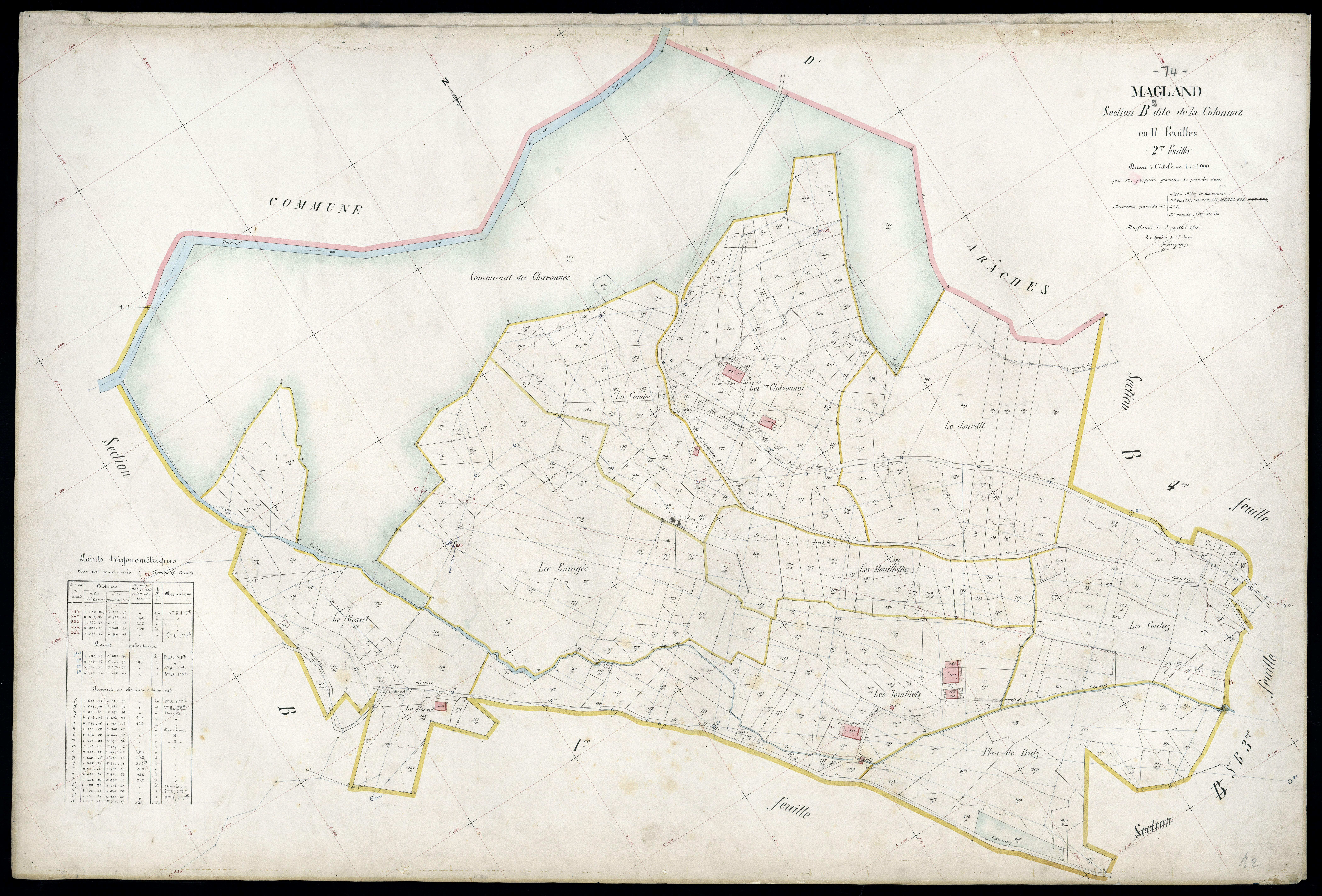 3 P 3 5550 - Feuille n° 3, parcelles n° 418 à 849 - 8 juillet 1911