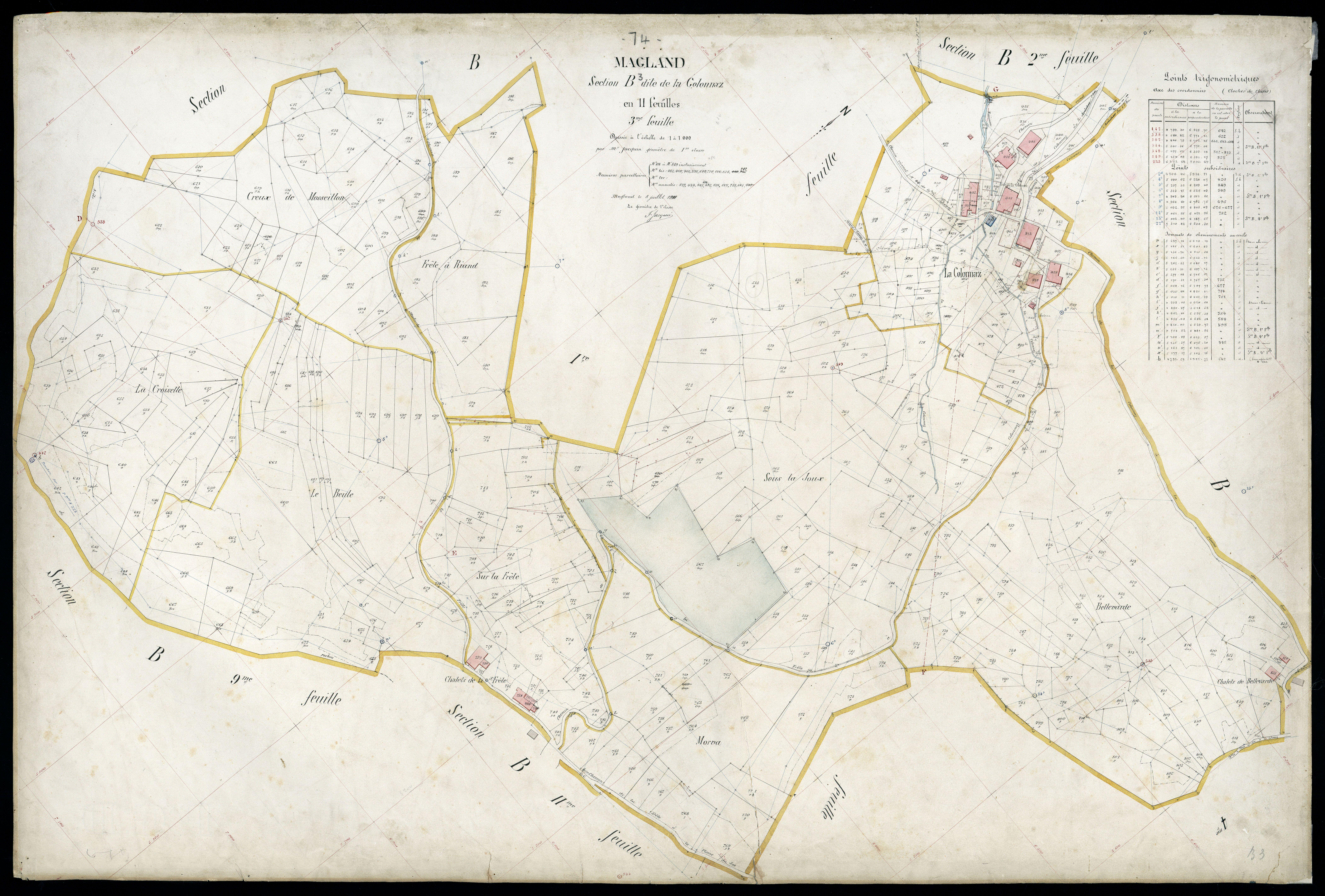 3 P 3 5551 - Feuille n° 4, parcelles n° 80 à 879 - 8 juillet 1911