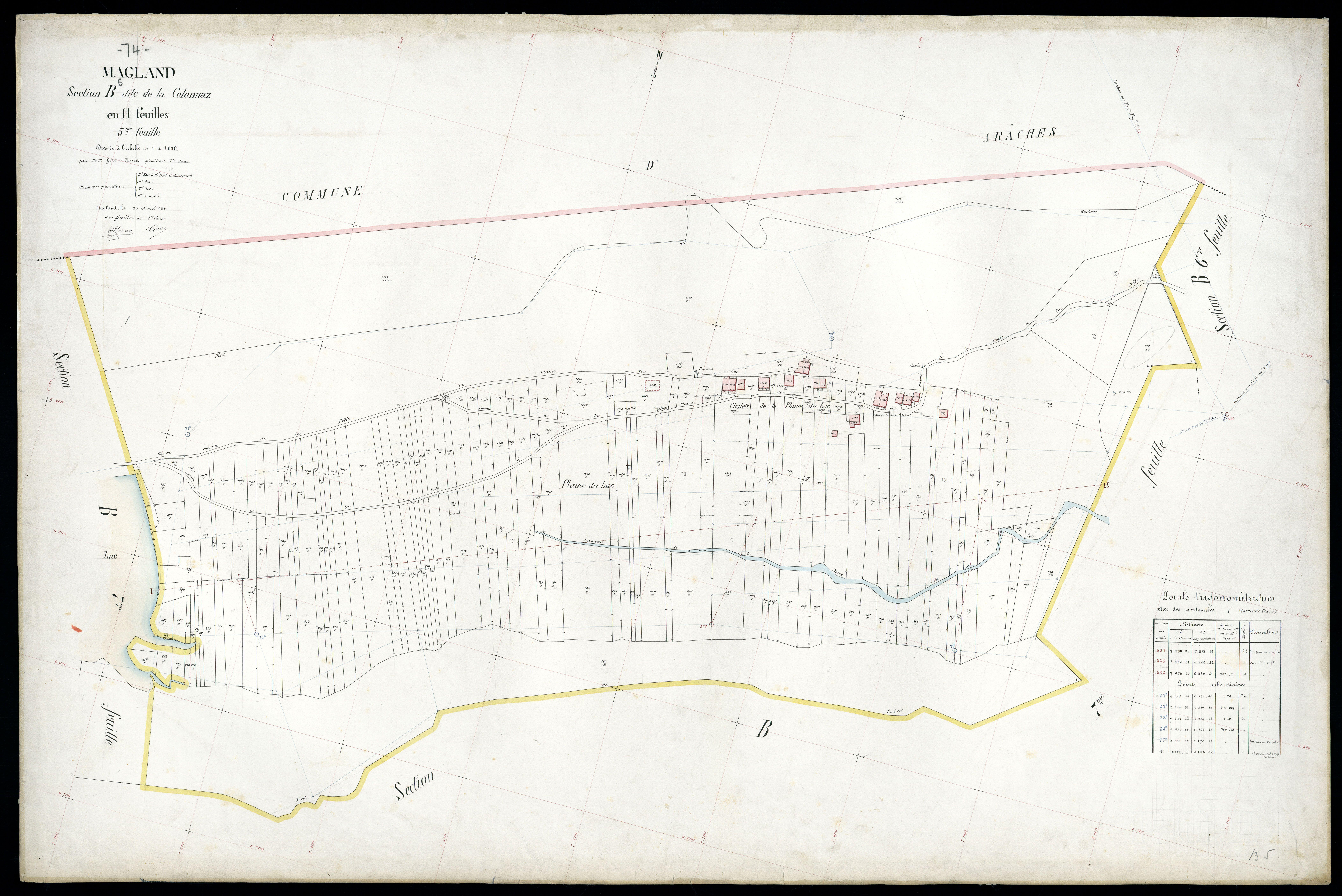 3 P 3 5553 - Feuille n° 6, parcelles n° 1124 à 1221 - 20 avril 1911