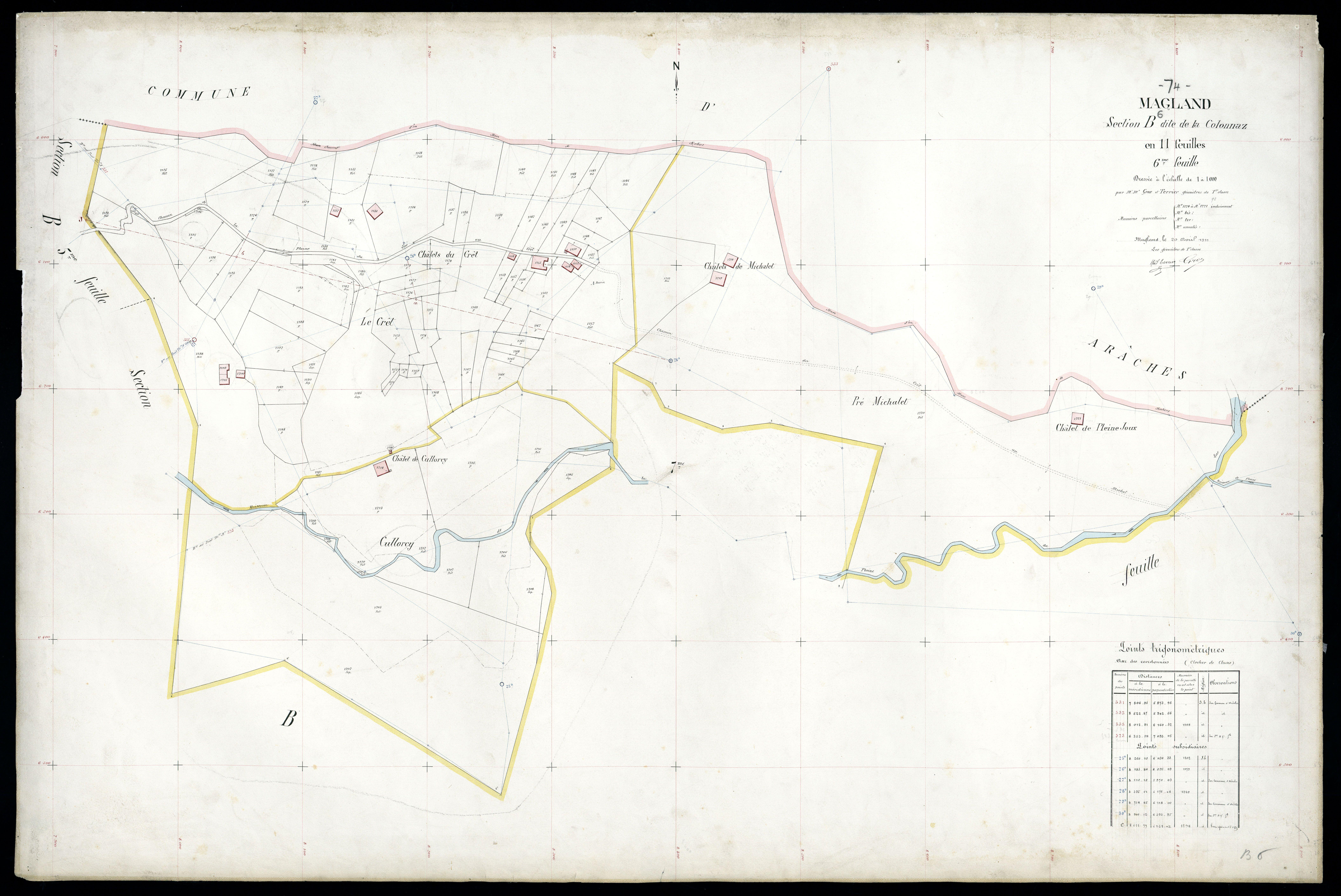 3 P 3 5554 - Feuille n° 7, parcelles n° 1222 à 1287 - 20 avril 1911