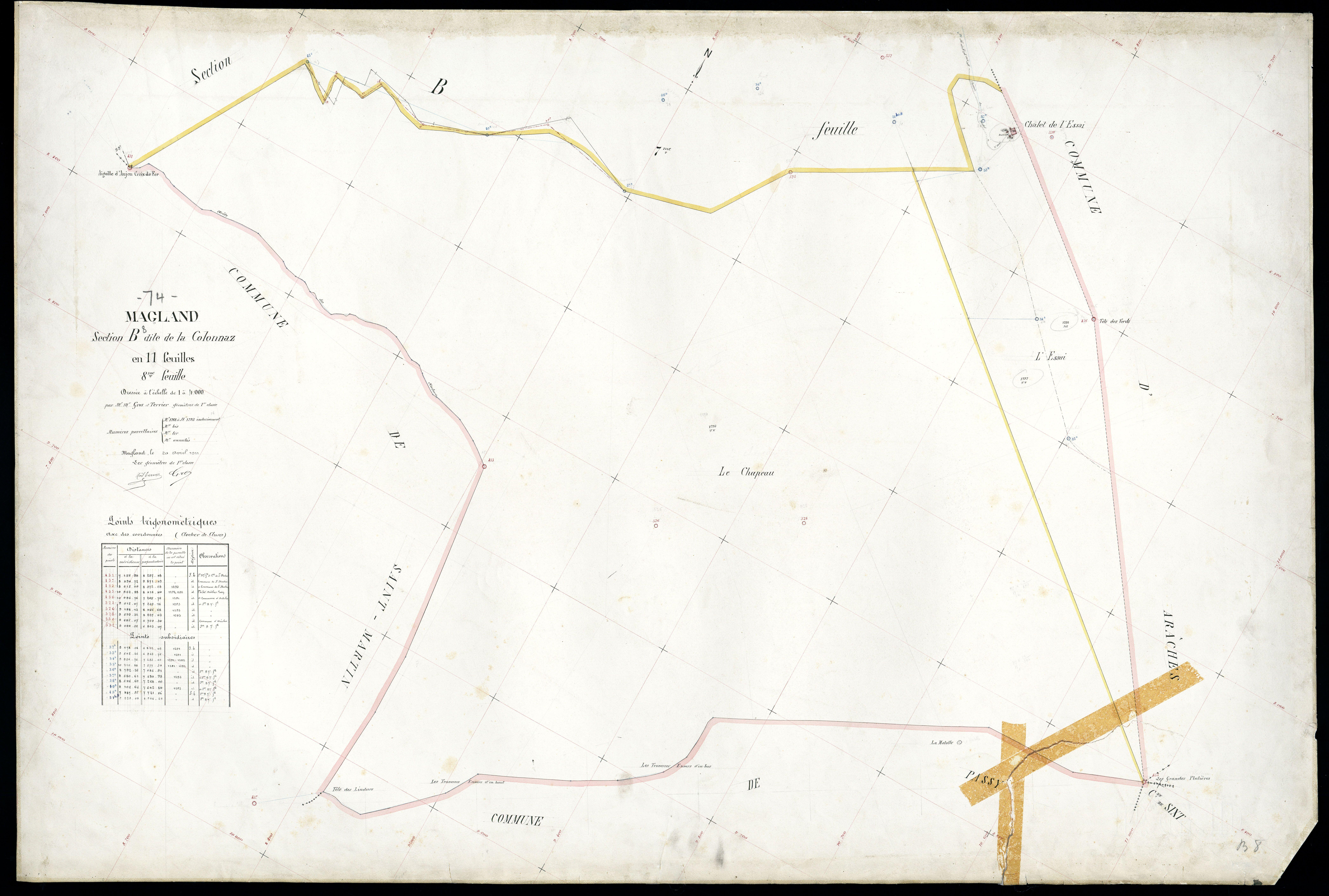 3 P 3 5556 - Feuille n° 9, parcelles n° 1294 à 1442 - 8 juillet 1911