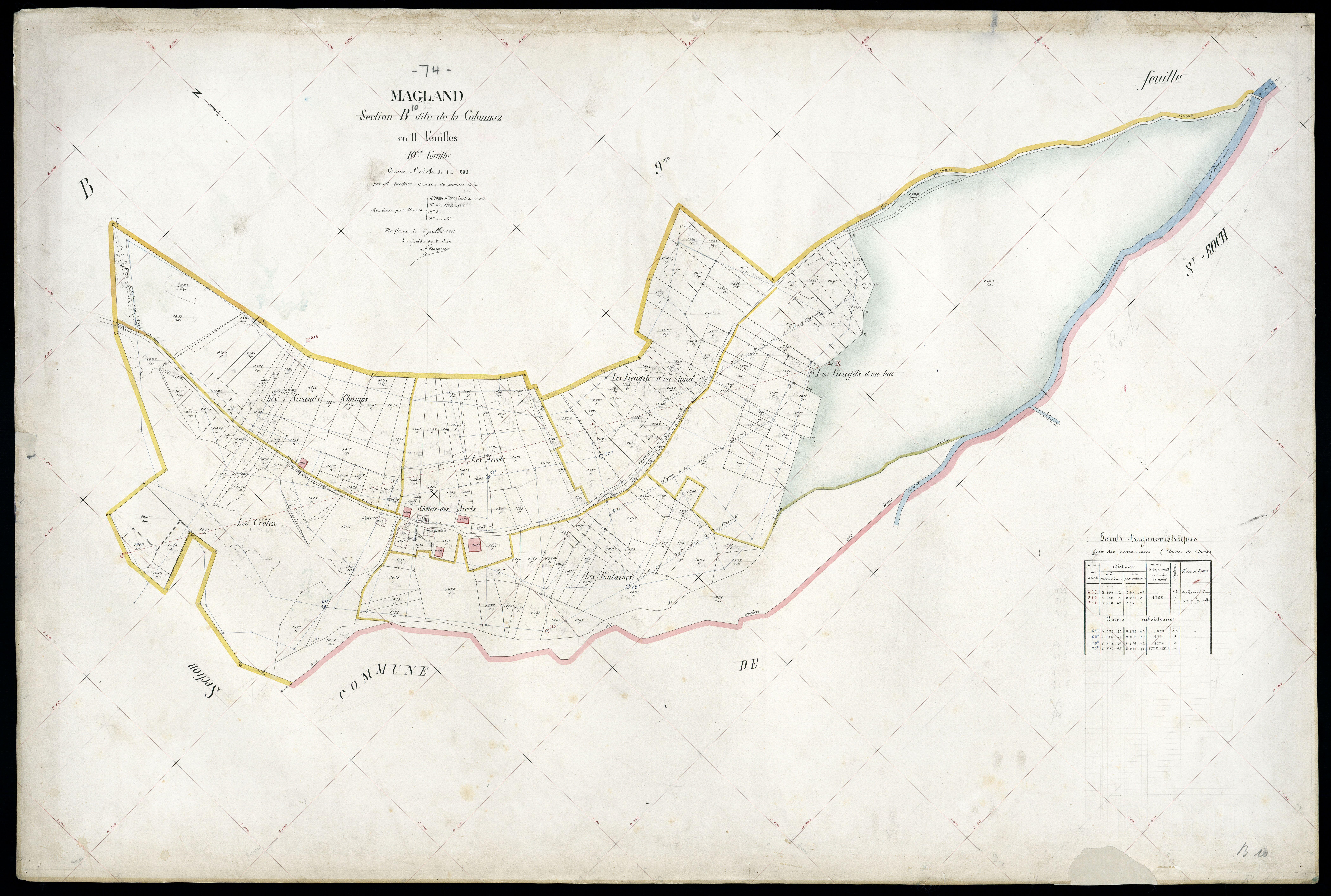 3 P 3 5558 - Feuille n° 11, parcelles n° 164 à 2168 - 8 juillet 1911