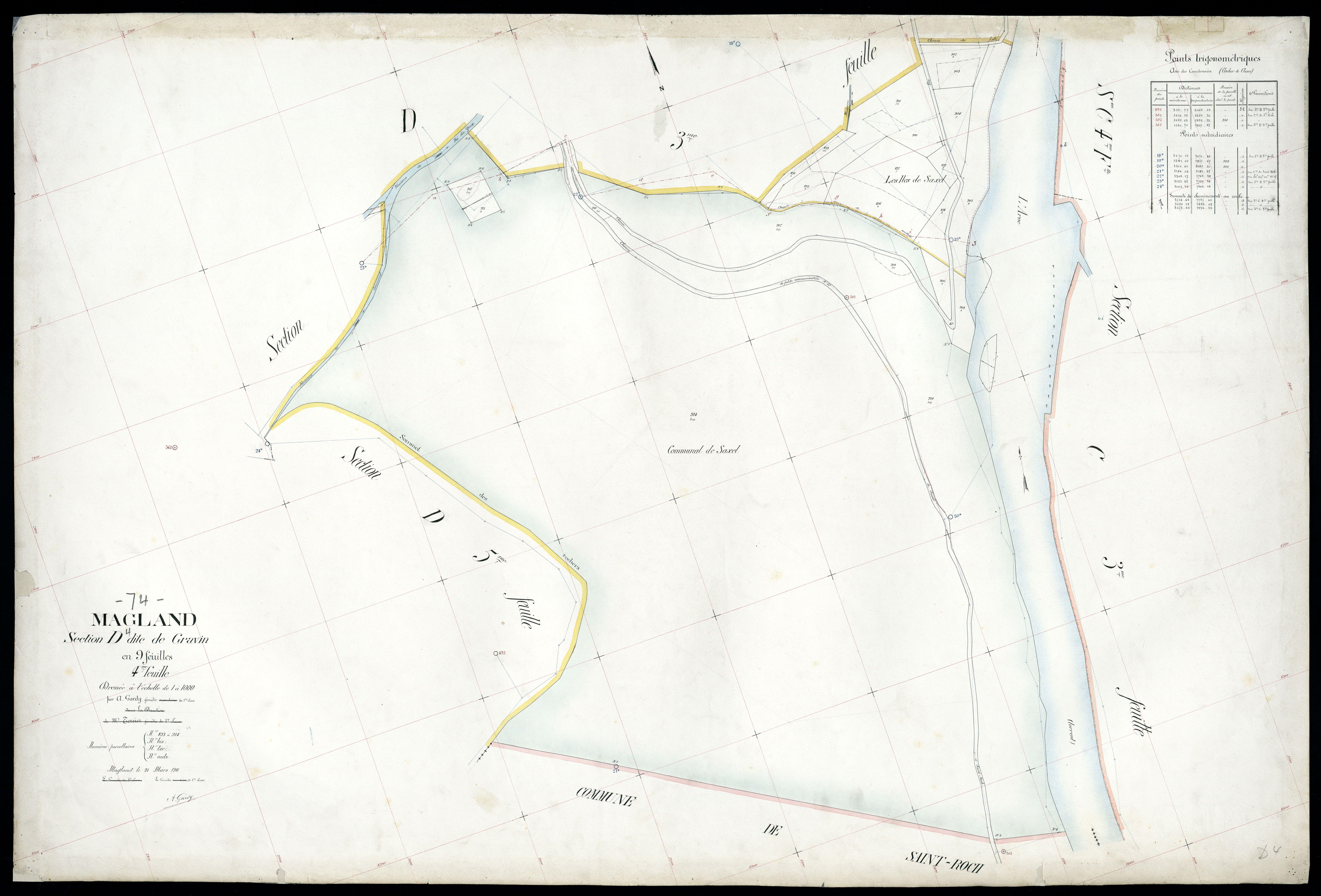 3 P 3 5569 - Feuille n° , parcelles n° 91 à 1168 - 31 mars 1911