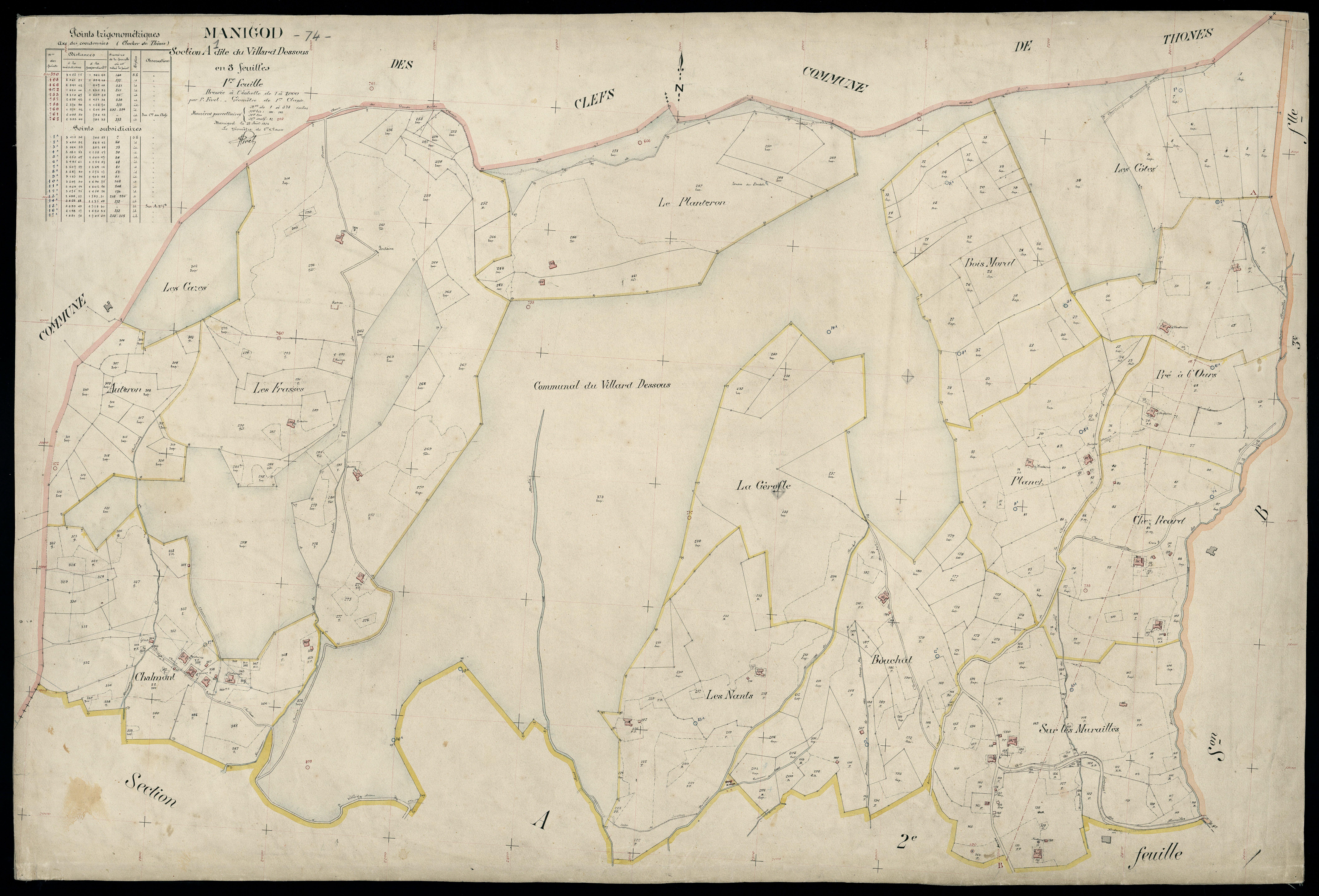 3 P 3 5584 - Feuille n° 2, parcelles n° 374 à 113 - 25 août 1925