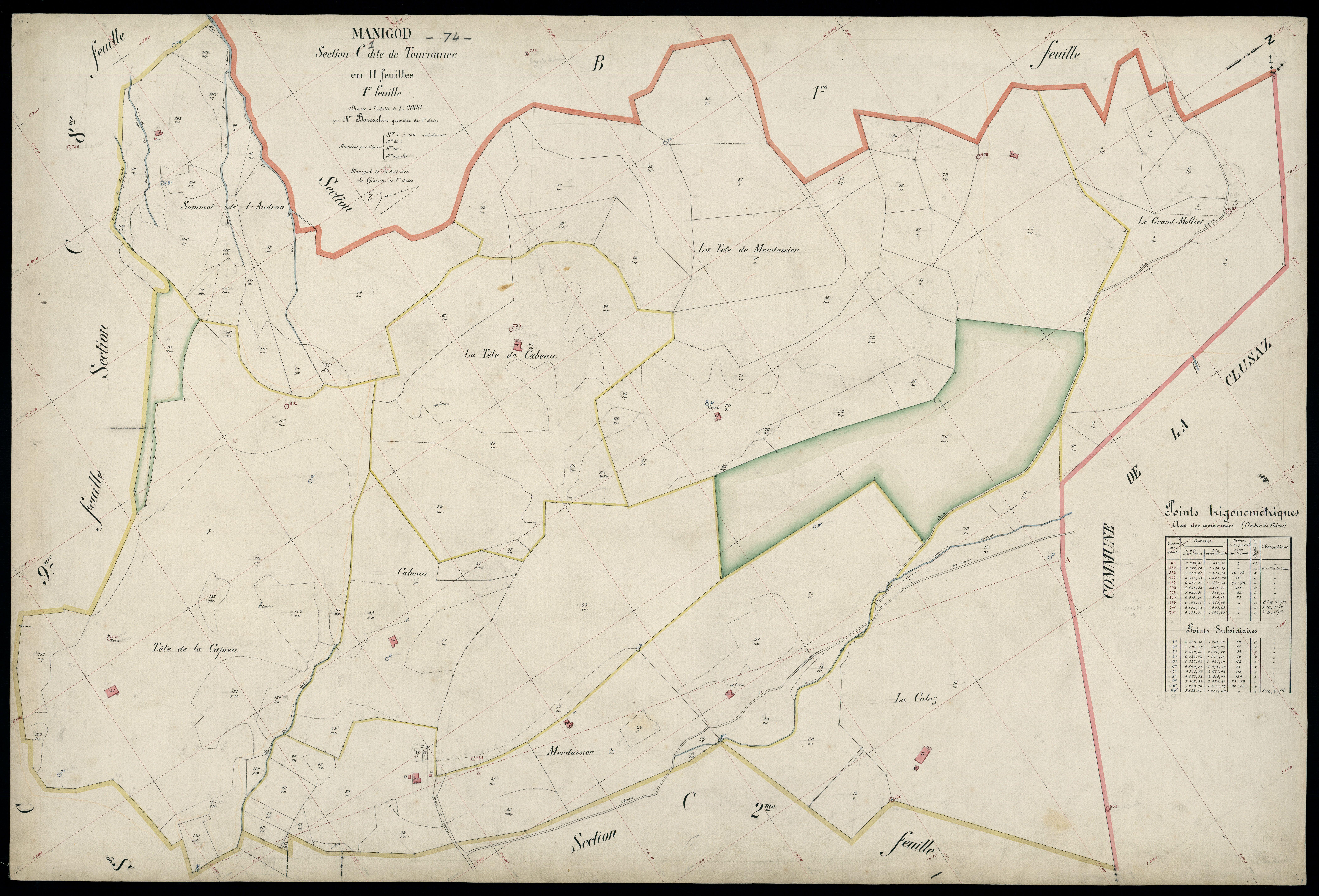 3 P 3 5593 - Feuille n° 2, parcelles n° 131 à 146 - 31 août 1925