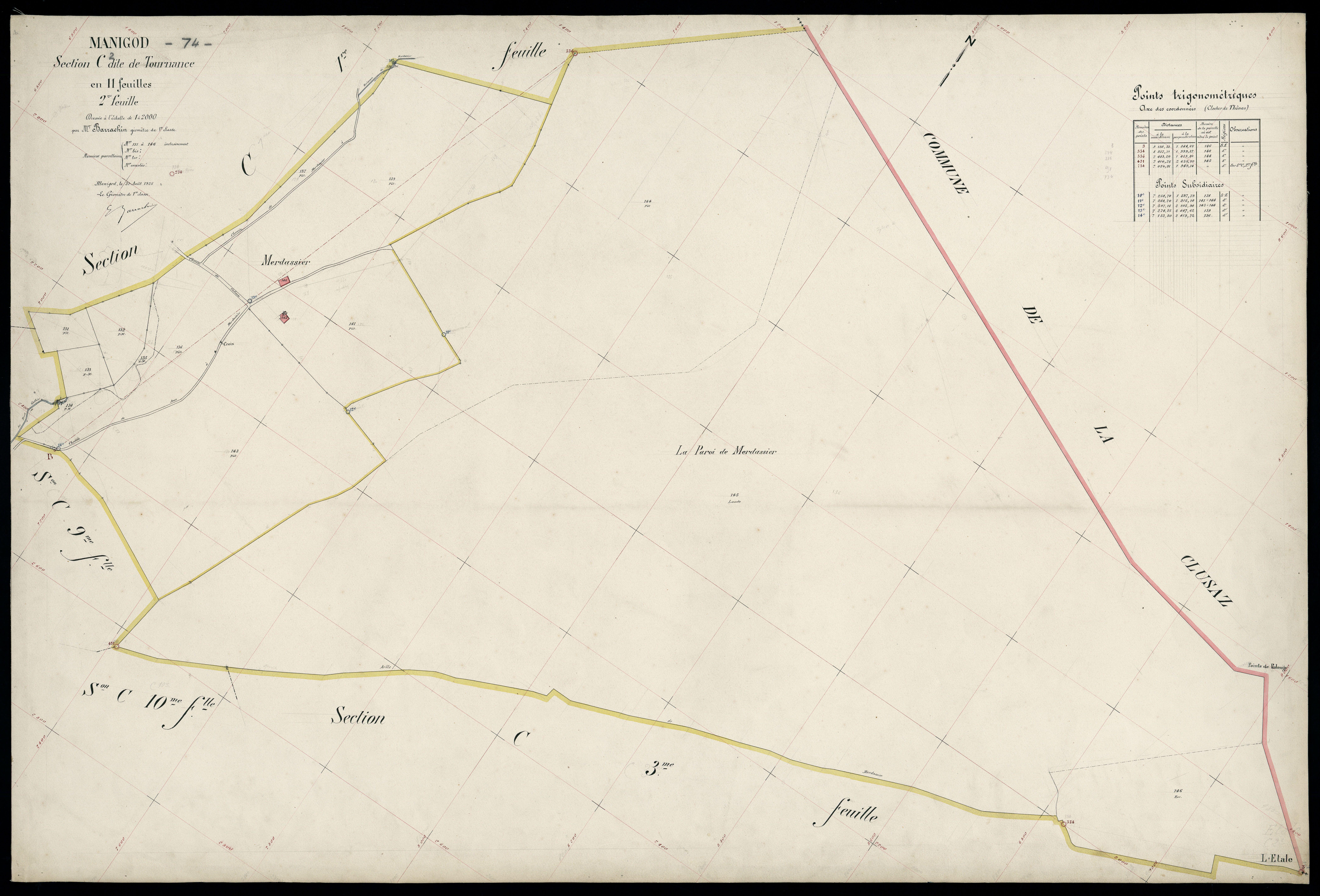 3 P 3 5594 - Feuille n° 3, parcelles n° 147 à 187 - 31 août 1925